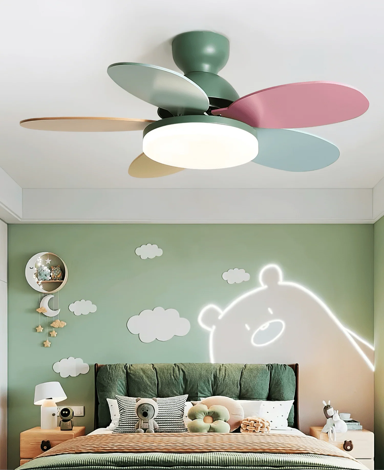 Modern Ceiling Fan LED Light with Multicolour Blades - Image 36