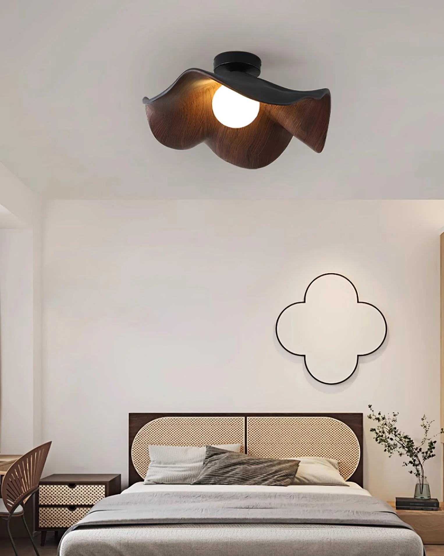 Modern Ceiling Lamp Sculptural Wood Inspired Design - Image 10