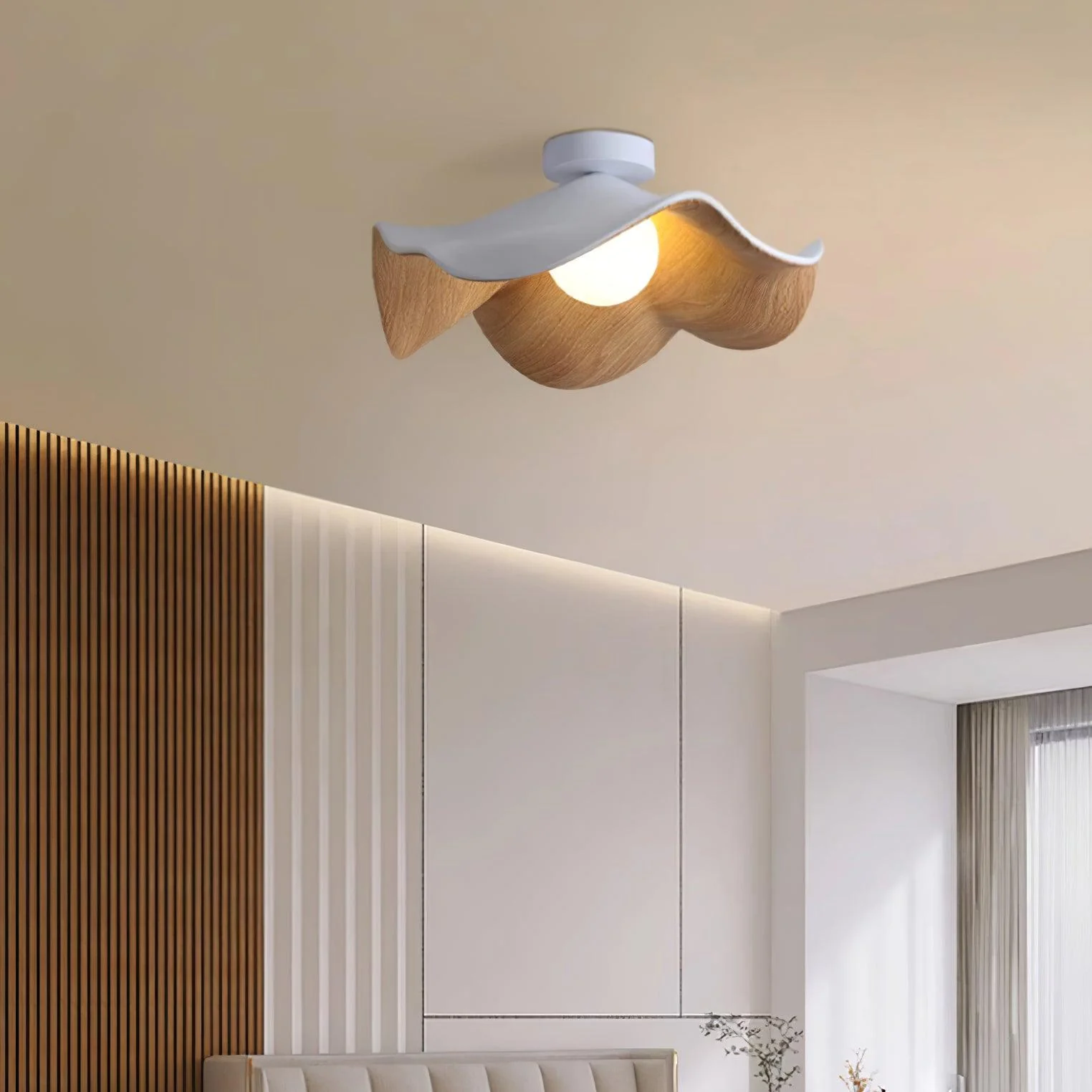 Modern Ceiling Lamp Sculptural Wood Inspired Design - Image 12