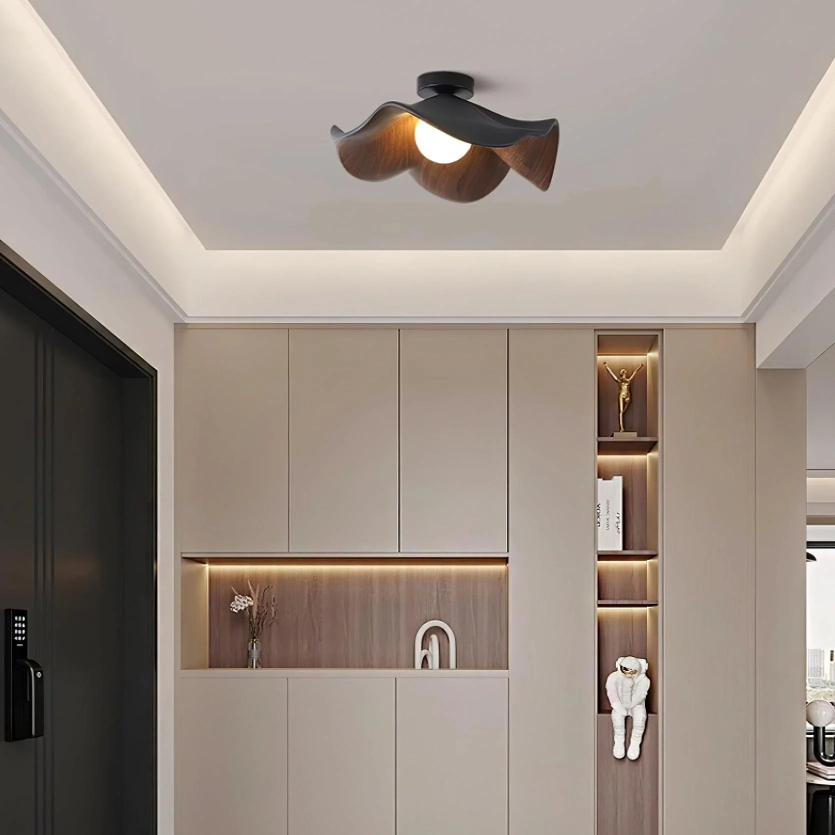 Modern Ceiling Lamp Sculptural Wood Inspired Design - Image 14