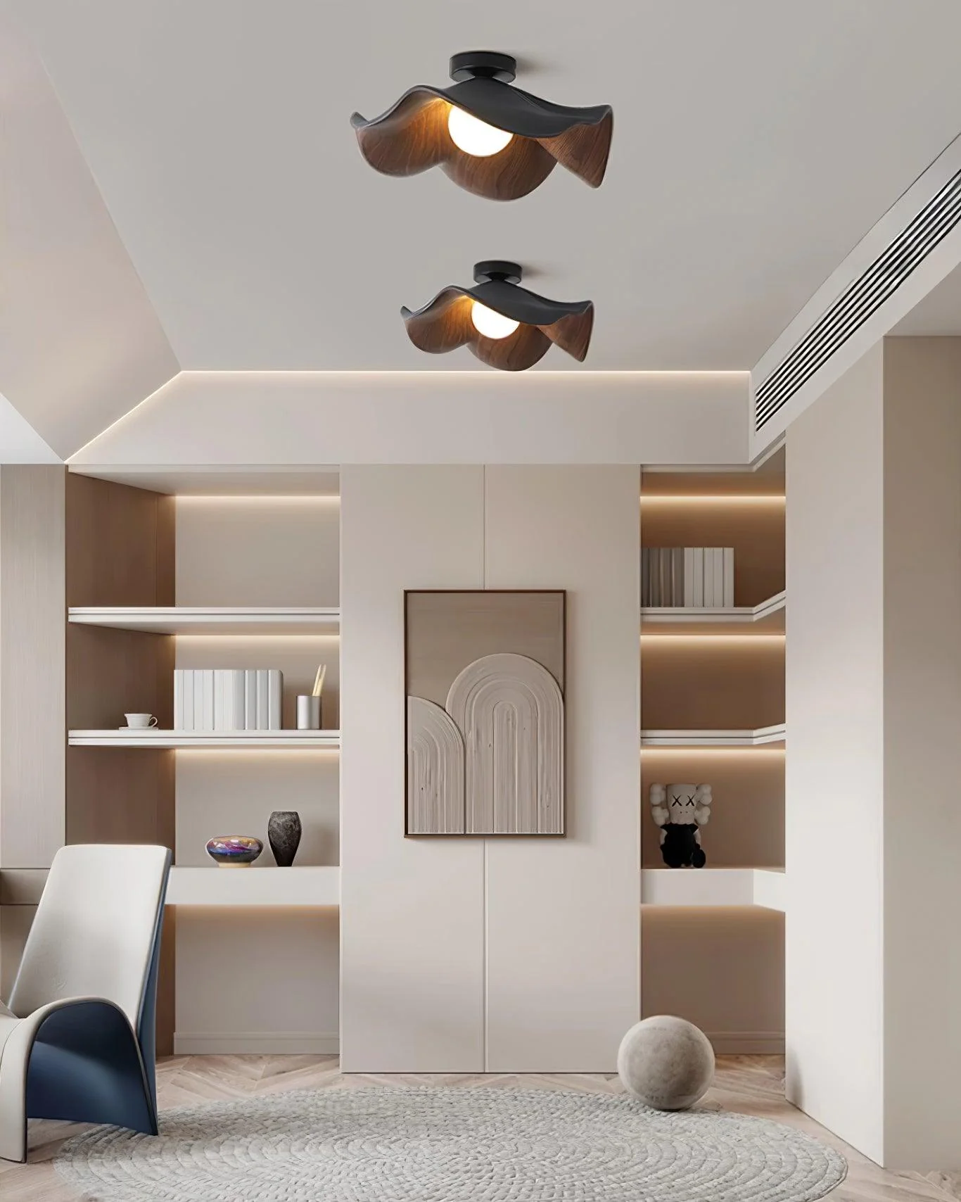 Modern Ceiling Lamp Sculptural Wood Inspired Design - Image 15