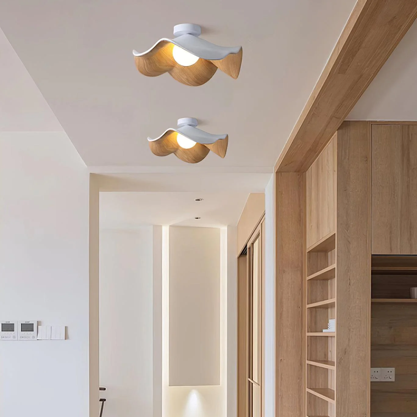 Modern Ceiling Lamp Sculptural Wood Inspired Design - Image 16