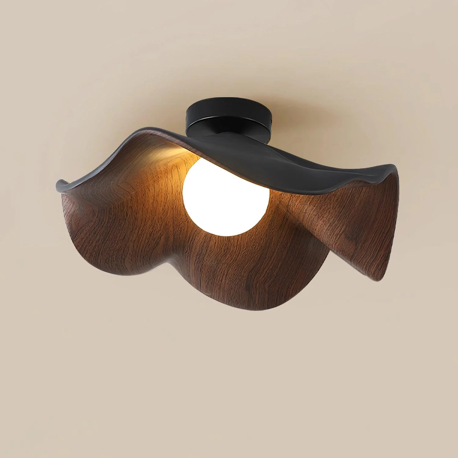 Modern Ceiling Lamp Sculptural Wood Inspired Design - Image 18