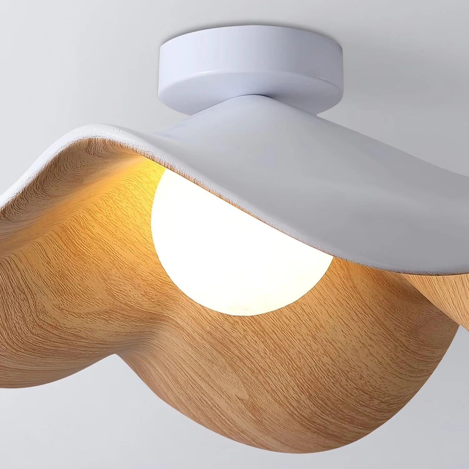 Modern Ceiling Lamp Sculptural Wood Inspired Design - Image 25