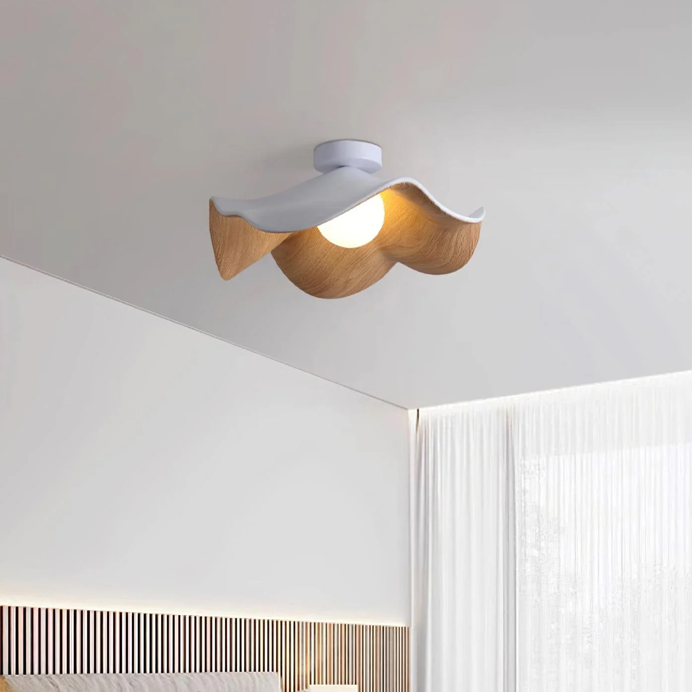 Modern Ceiling Lamp Sculptural Wood Inspired Design - Image 3
