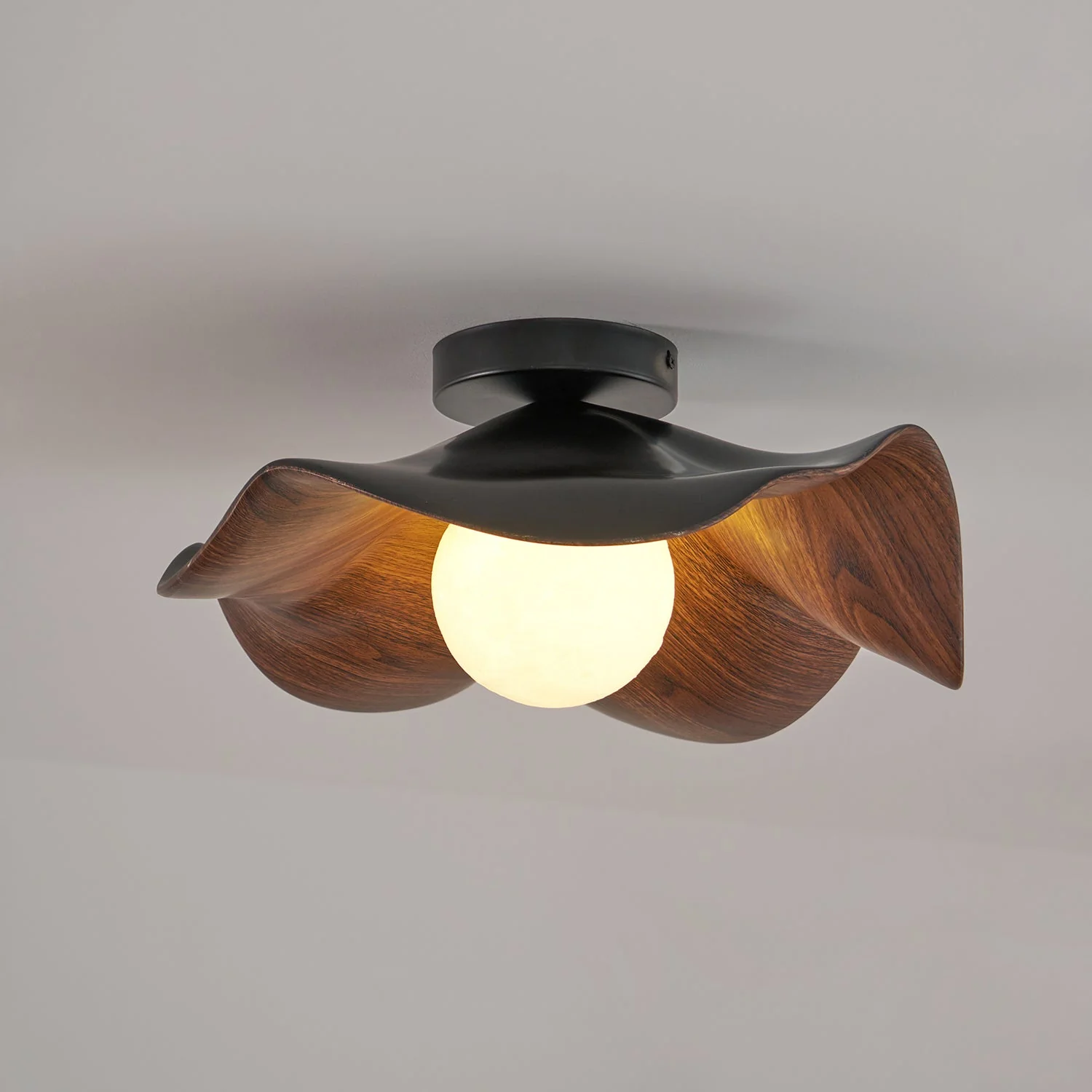Modern Ceiling Lamp Sculptural Wood Inspired Design - Image 4