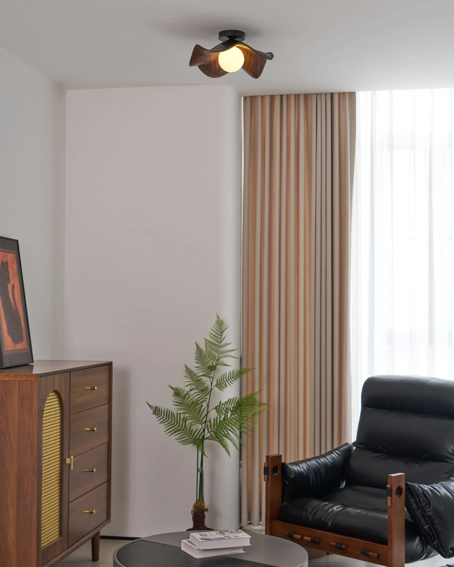 Modern Ceiling Lamp Sculptural Wood Inspired Design - Image 40
