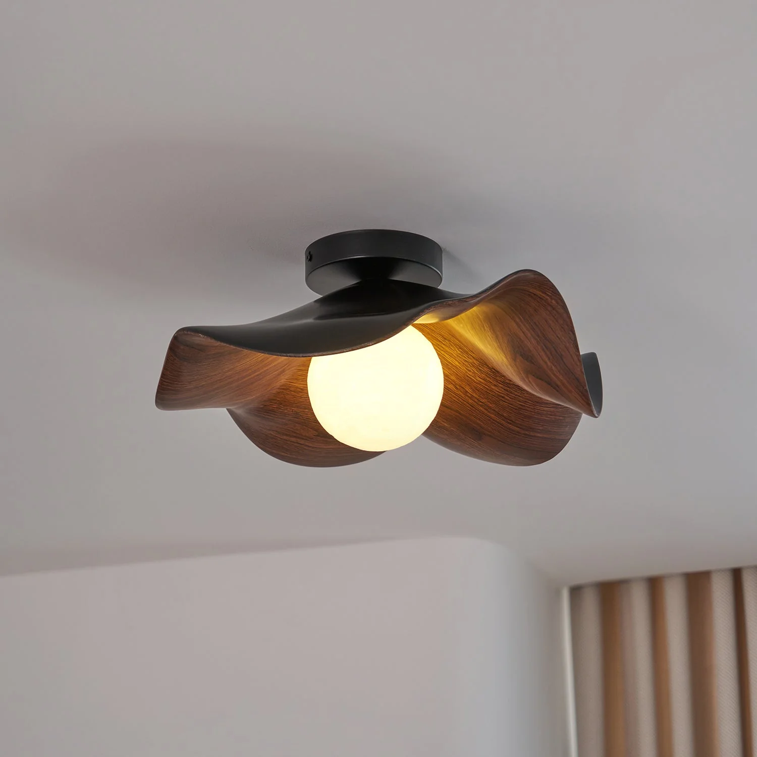 Modern Ceiling Lamp Sculptural Wood Inspired Design - Image 5