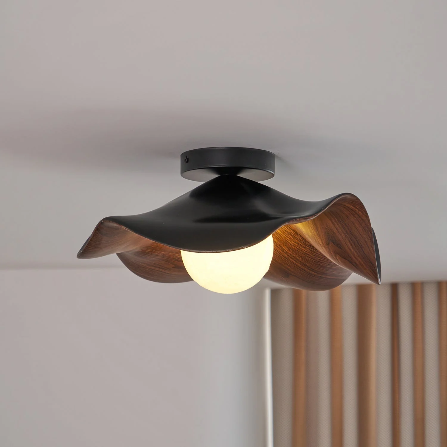 Modern Ceiling Lamp Sculptural Wood Inspired Design - Image 6