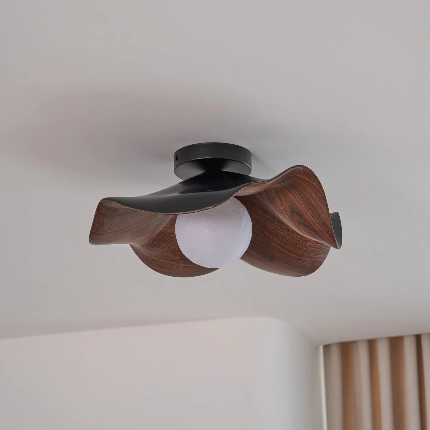 Modern Ceiling Lamp Sculptural Wood Inspired Design - Image 9