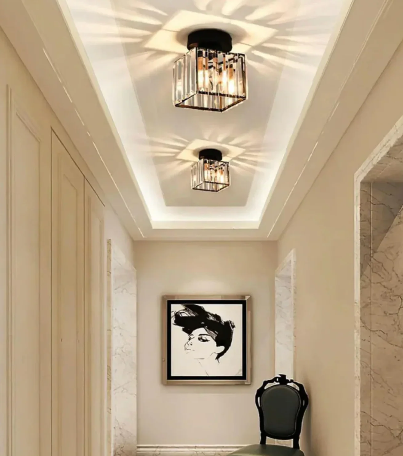 Modern Crystal Ceiling Light Glam Flush Mount Glass Lamp - Image 14