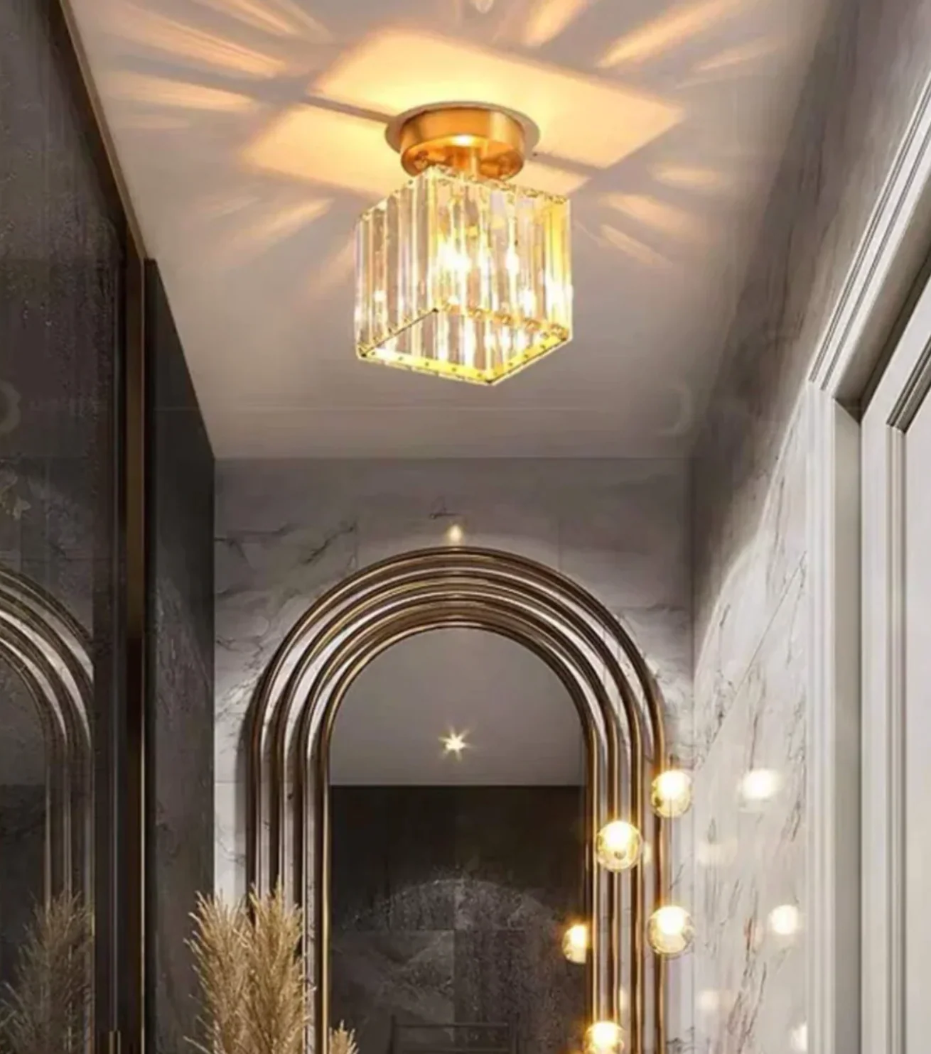 Modern Crystal Ceiling Light Glam Flush Mount Glass Lamp - Image 17