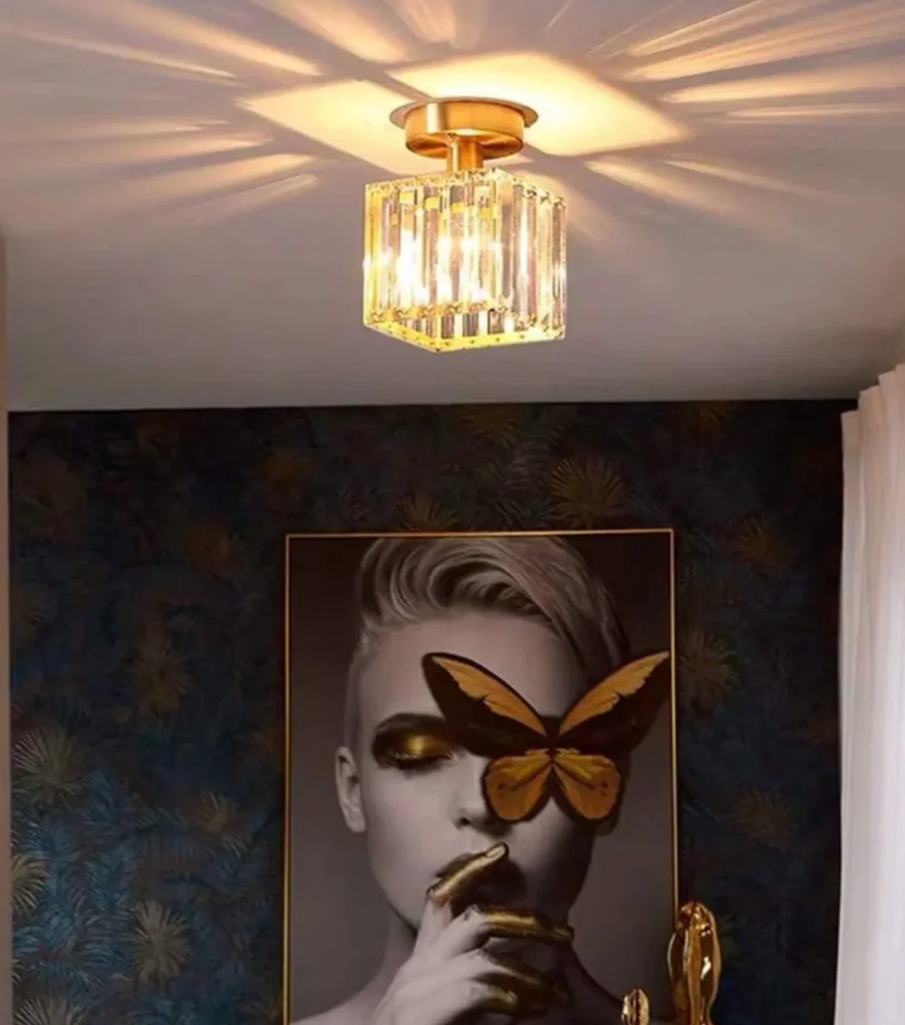 Modern Crystal Ceiling Light Glam Flush Mount Glass Lamp - Image 18