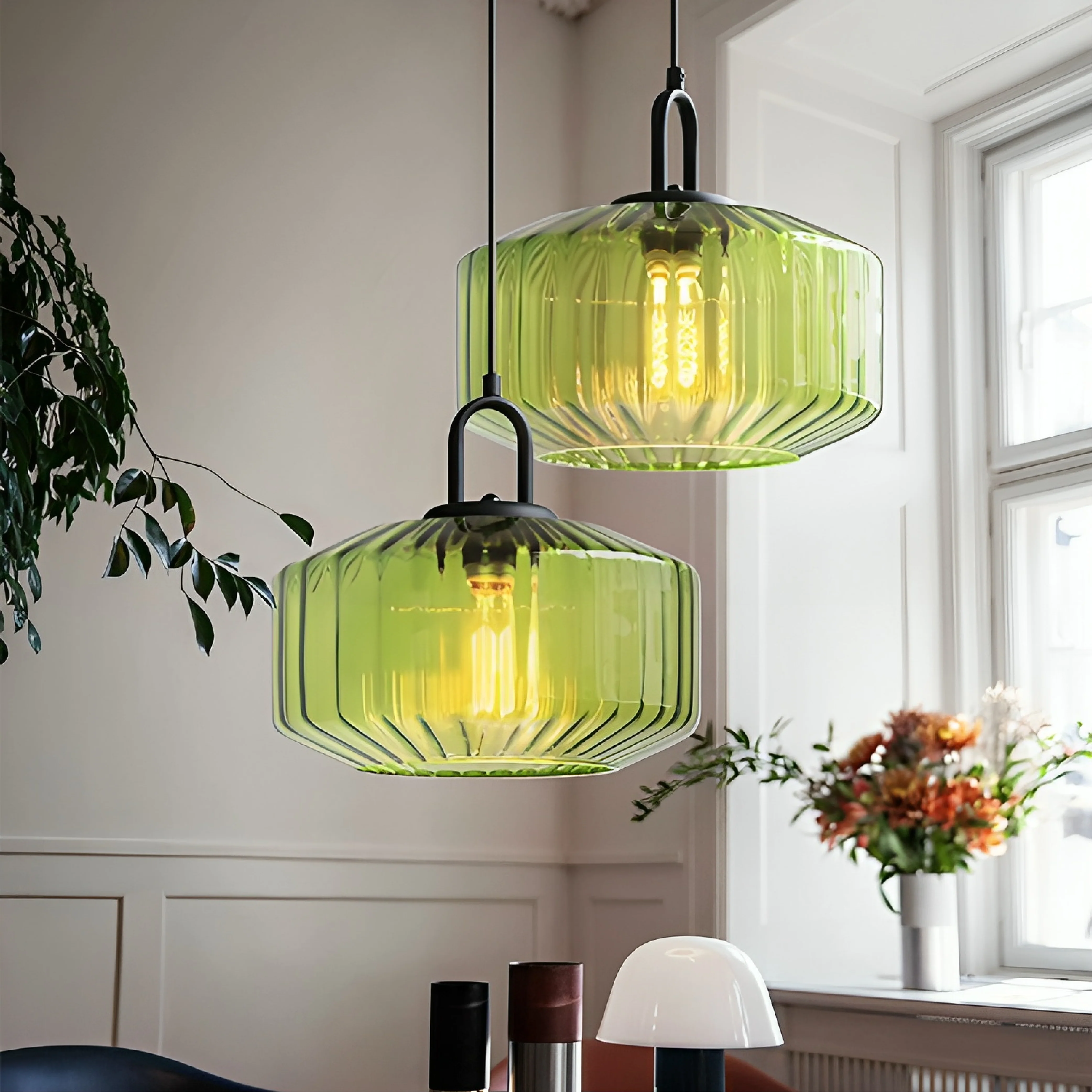 Modern Crystal-Cut Glass Hanging Lamp - Image 2