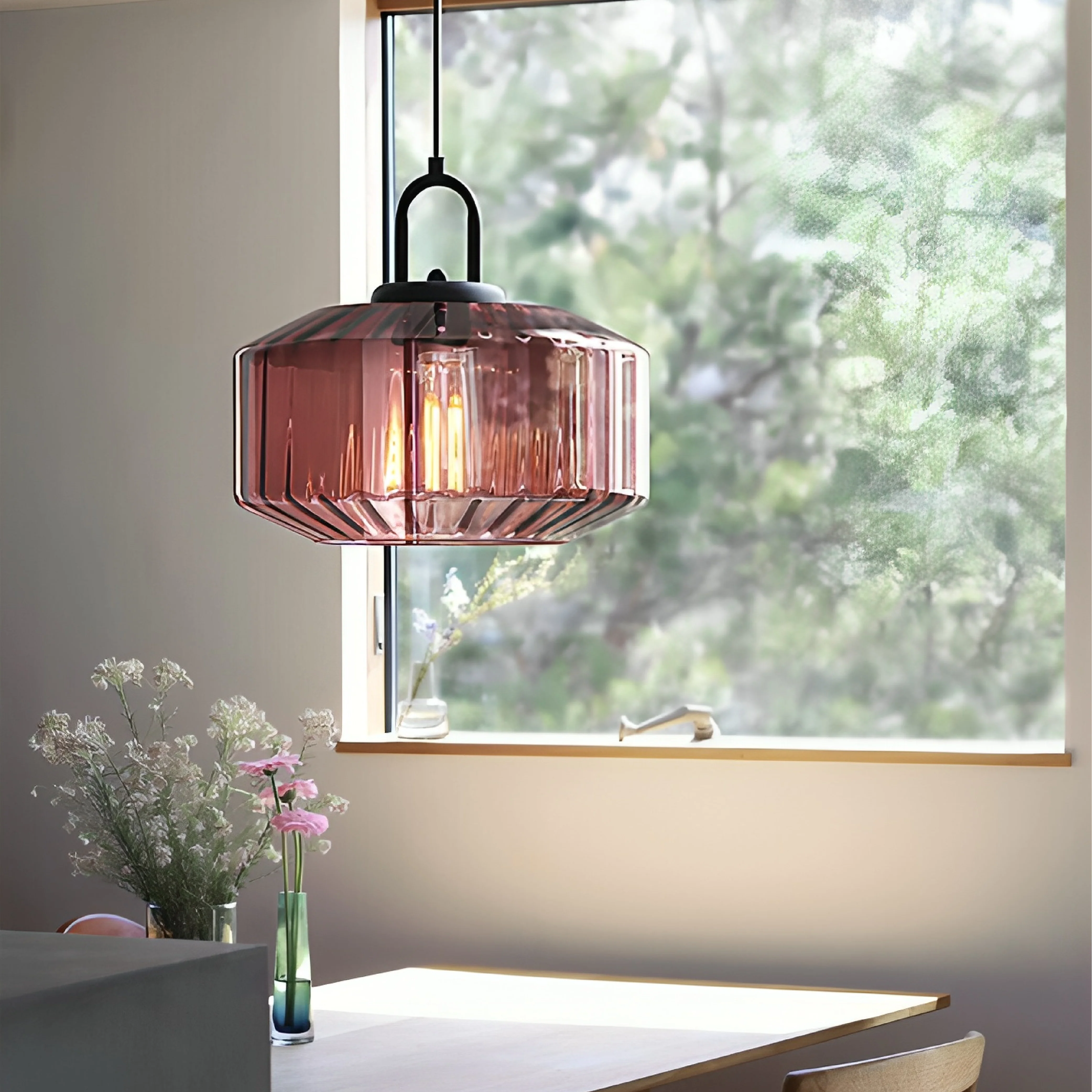 Modern Crystal-Cut Glass Hanging Lamp - Image 3