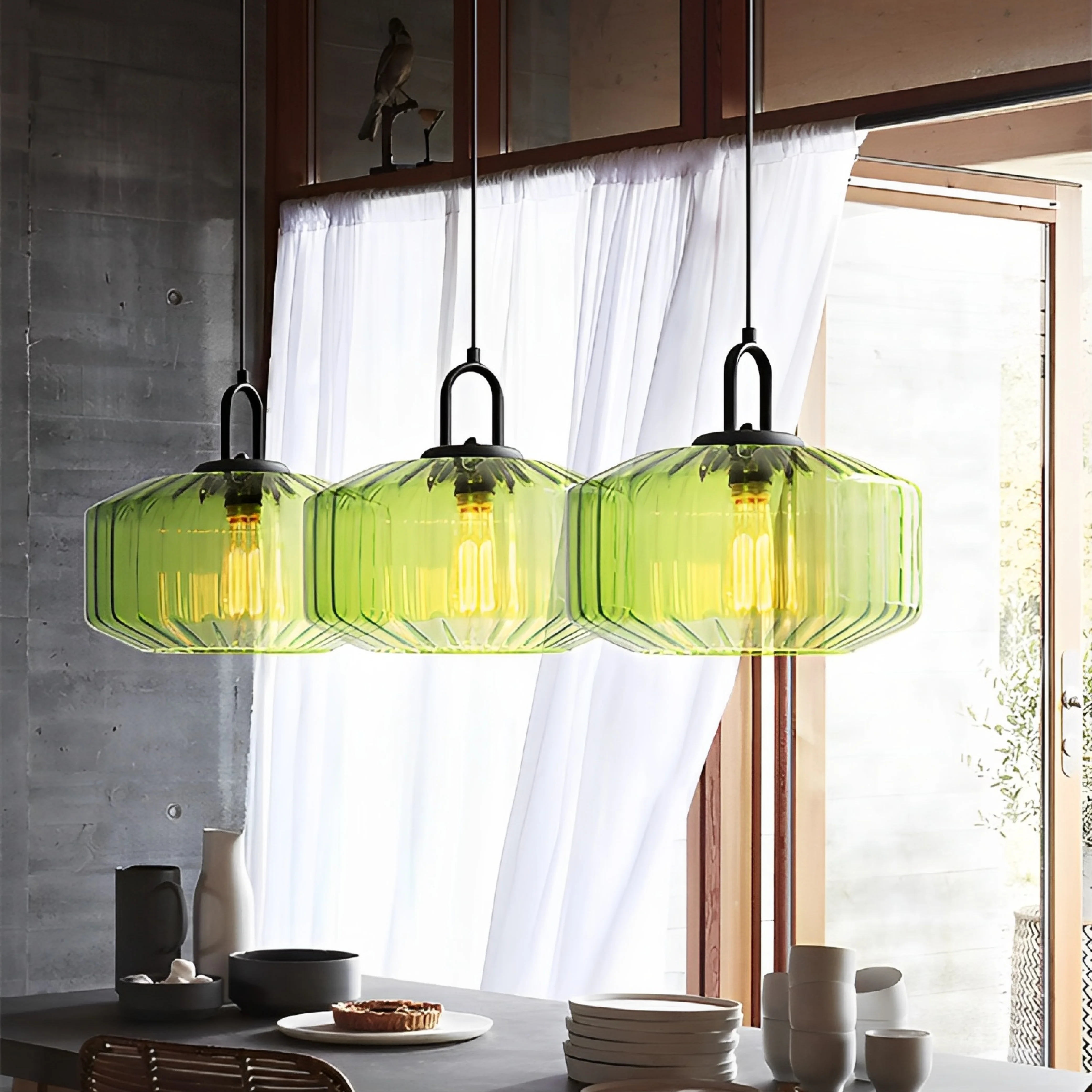 Modern Crystal-Cut Glass Hanging Lamp - Image 5
