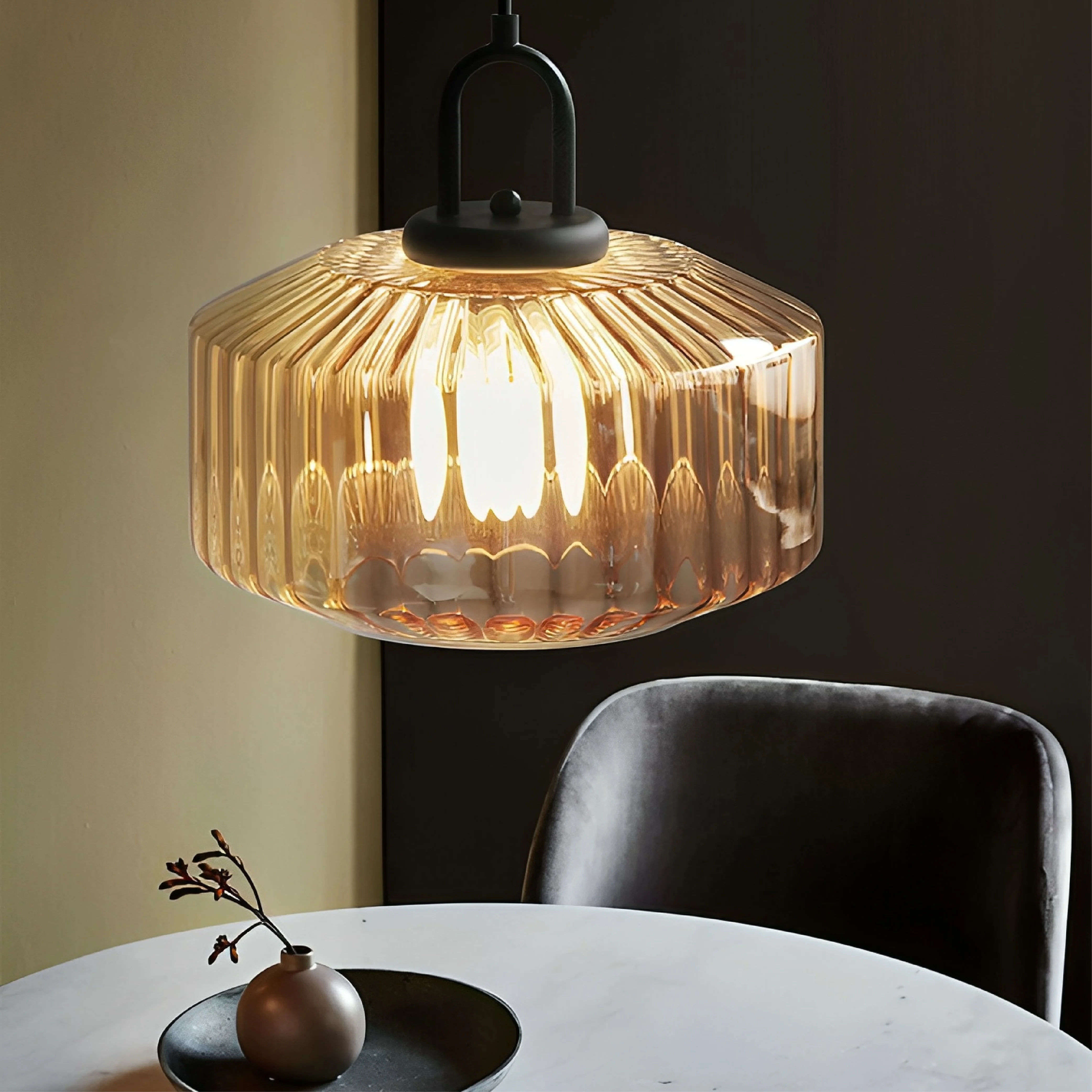 Modern Crystal-Cut Glass Hanging Lamp - Image 7