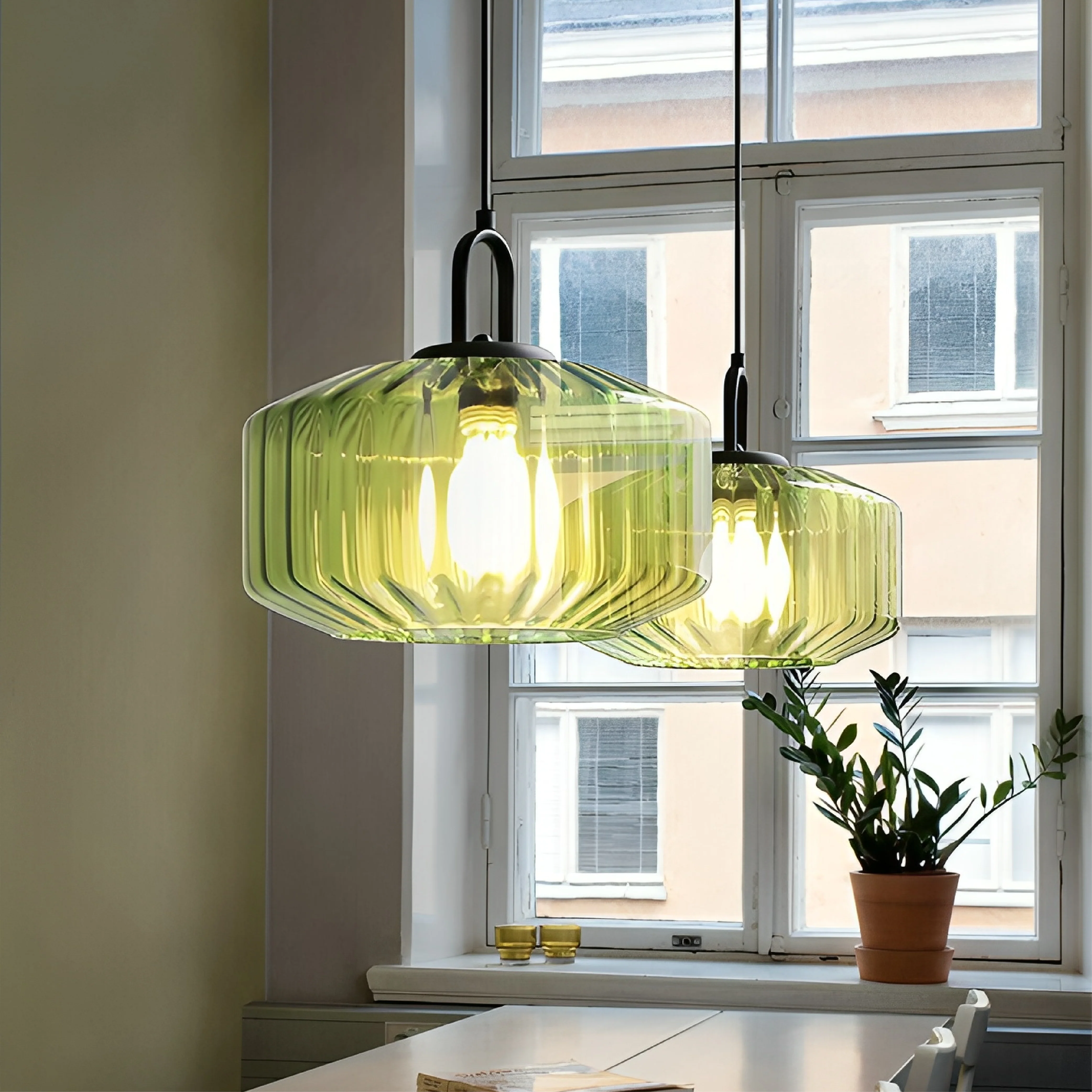 Modern Crystal-Cut Glass Hanging Lamp - Image 8