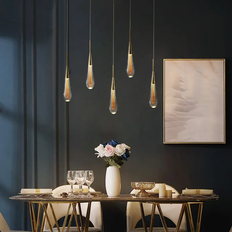 Modern Gold Teardrop Pendant Light Minimalist Hanging Fixture