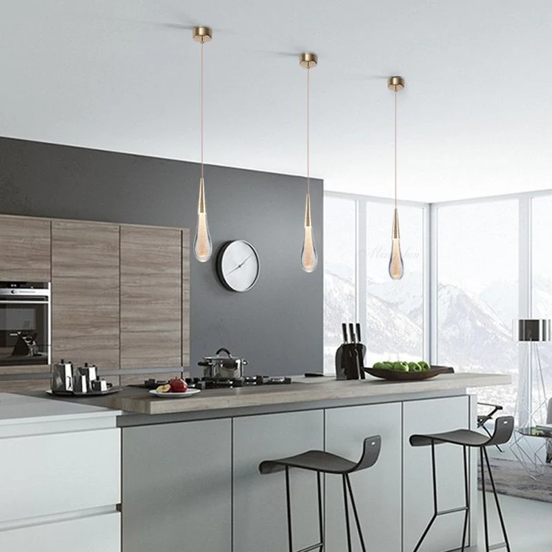 Modern Gold Teardrop Pendant Light Minimalist Hanging Fixture - Image 2