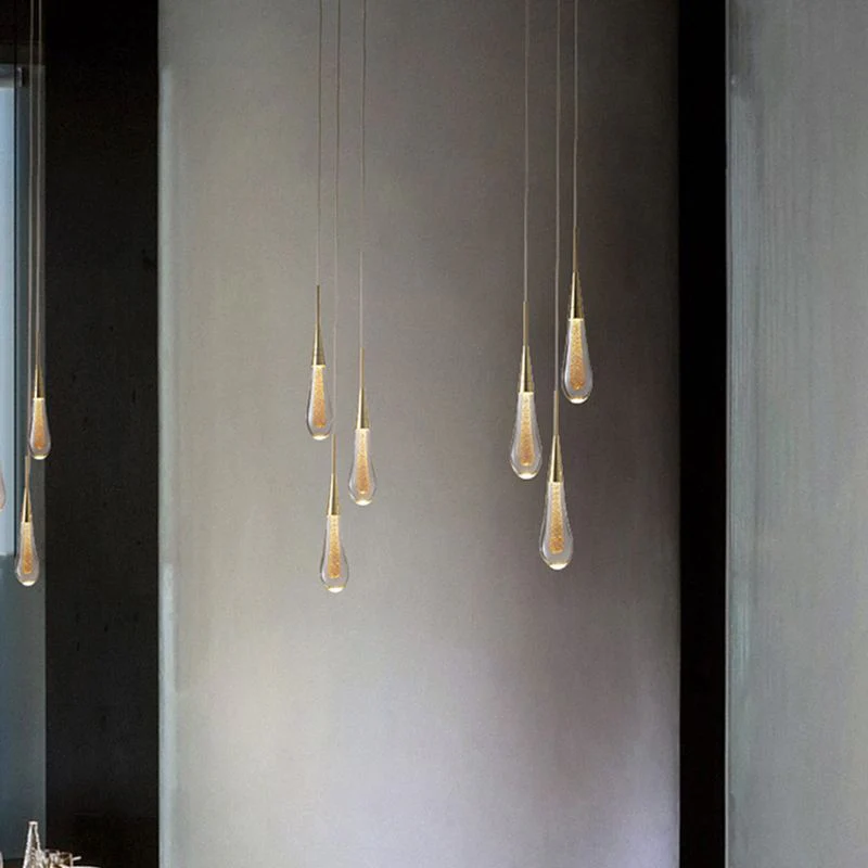 Modern Gold Teardrop Pendant Light Minimalist Hanging Fixture - Image 3