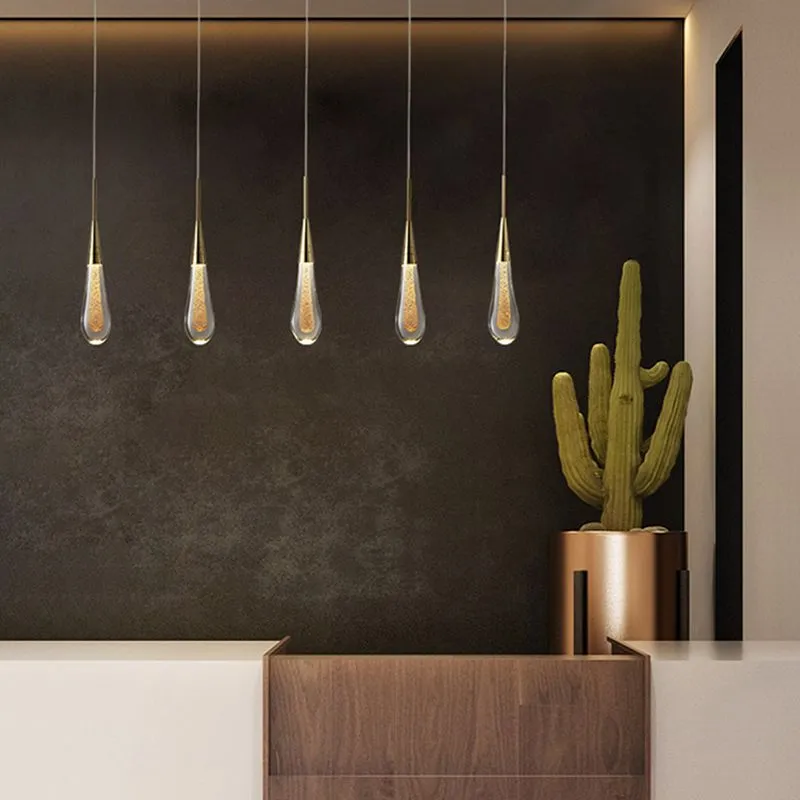 Modern Gold Teardrop Pendant Light Minimalist Hanging Fixture - Image 6