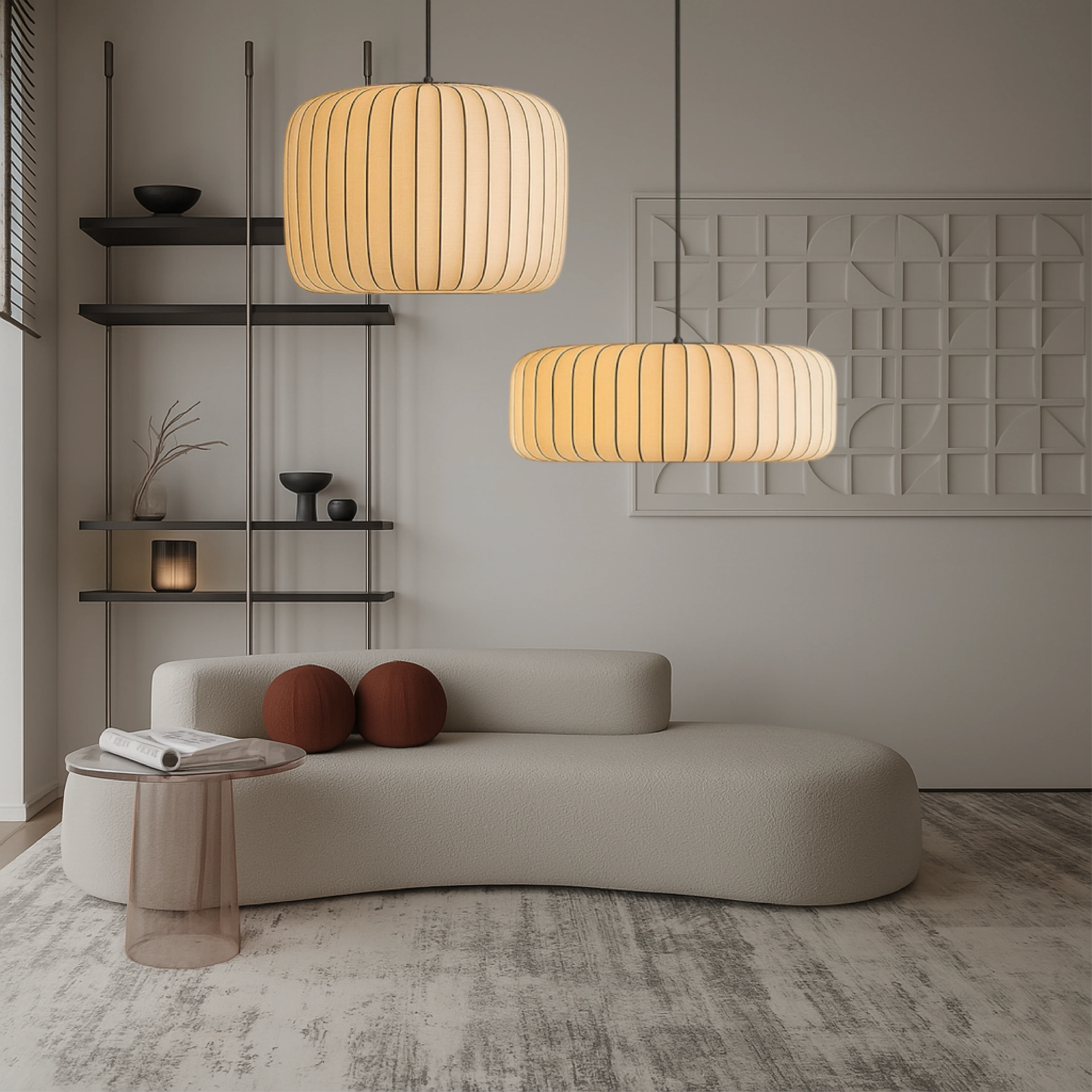 Modern Ribbed Silk Pendant Lamp - Image 3