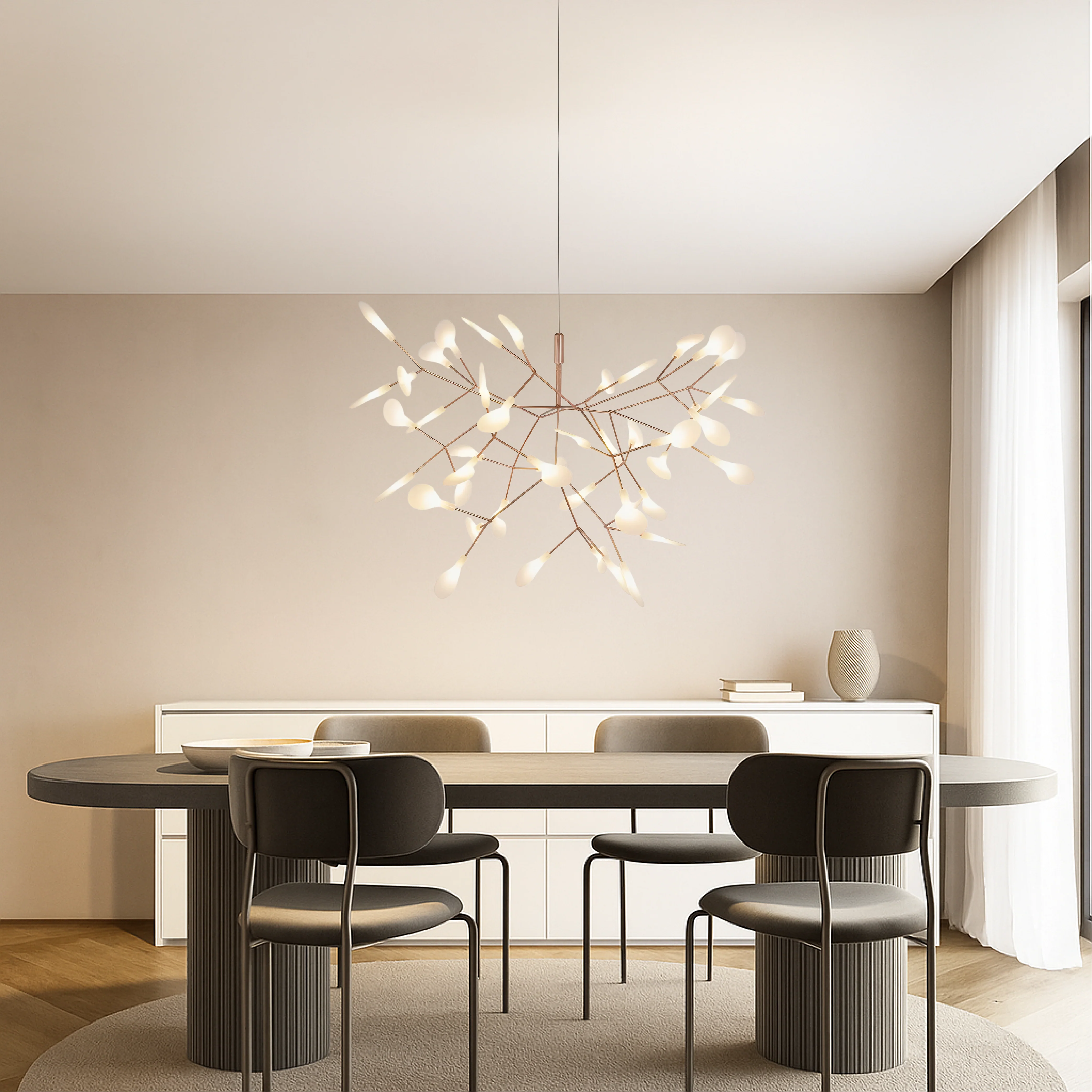 Modern Rose Gold Firefly Chandelier - Image 3