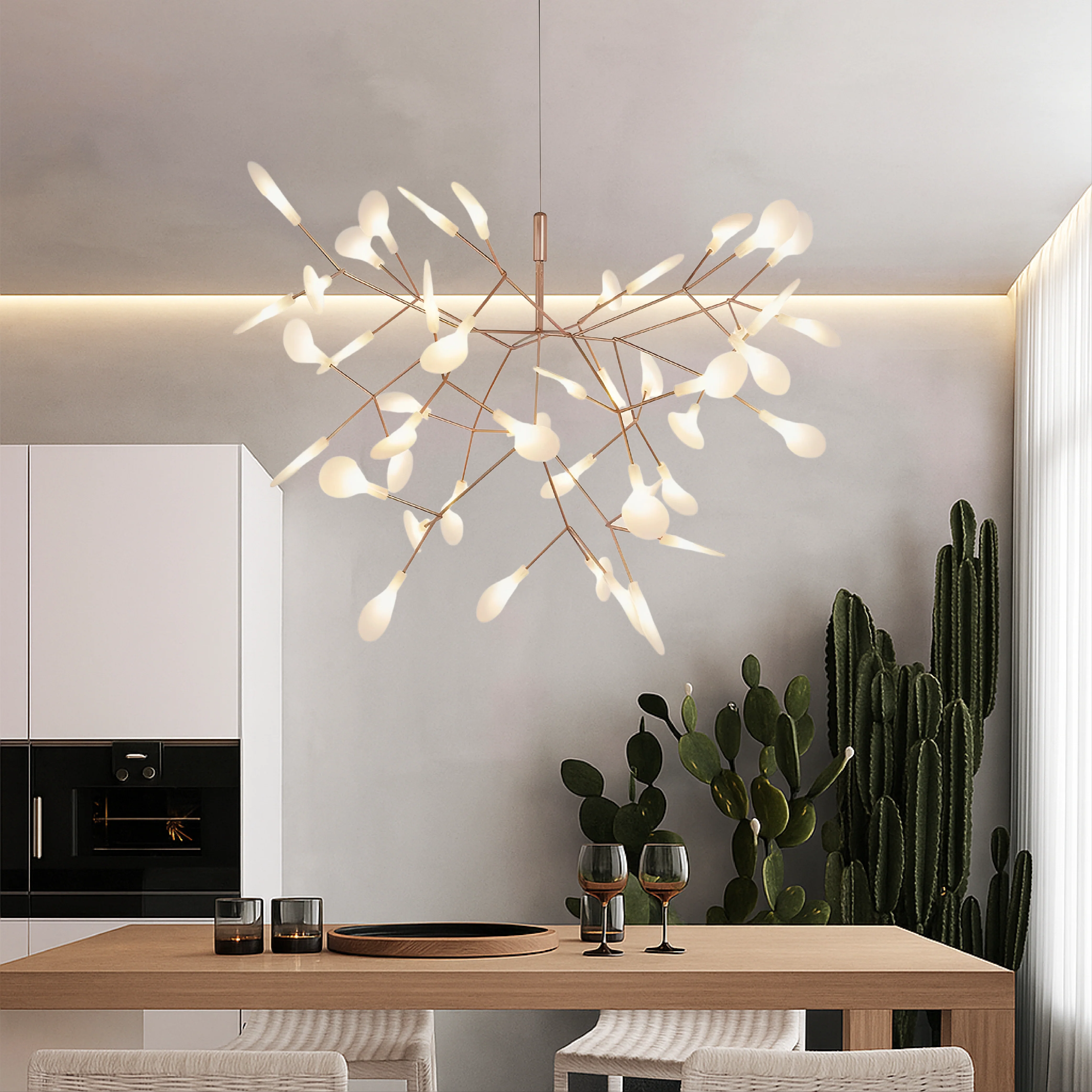Modern Rose Gold Firefly Chandelier - Image 4