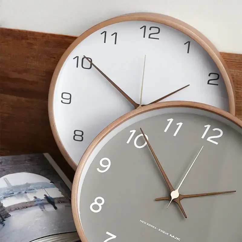Modern Scandinavian Wood Frame Wall Clock - Image 3