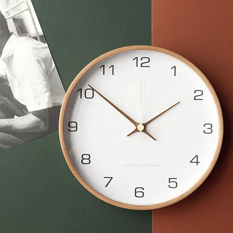 Modern Scandinavian Wood Frame Wall Clock - Image 4