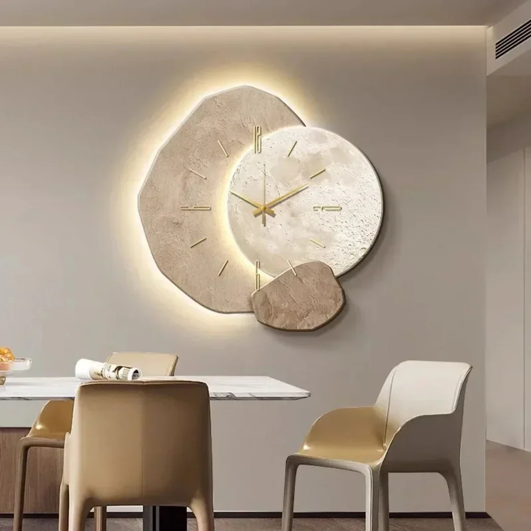 Modern Wood Accent Wall Clock with Soft LED Backlight - Image 3