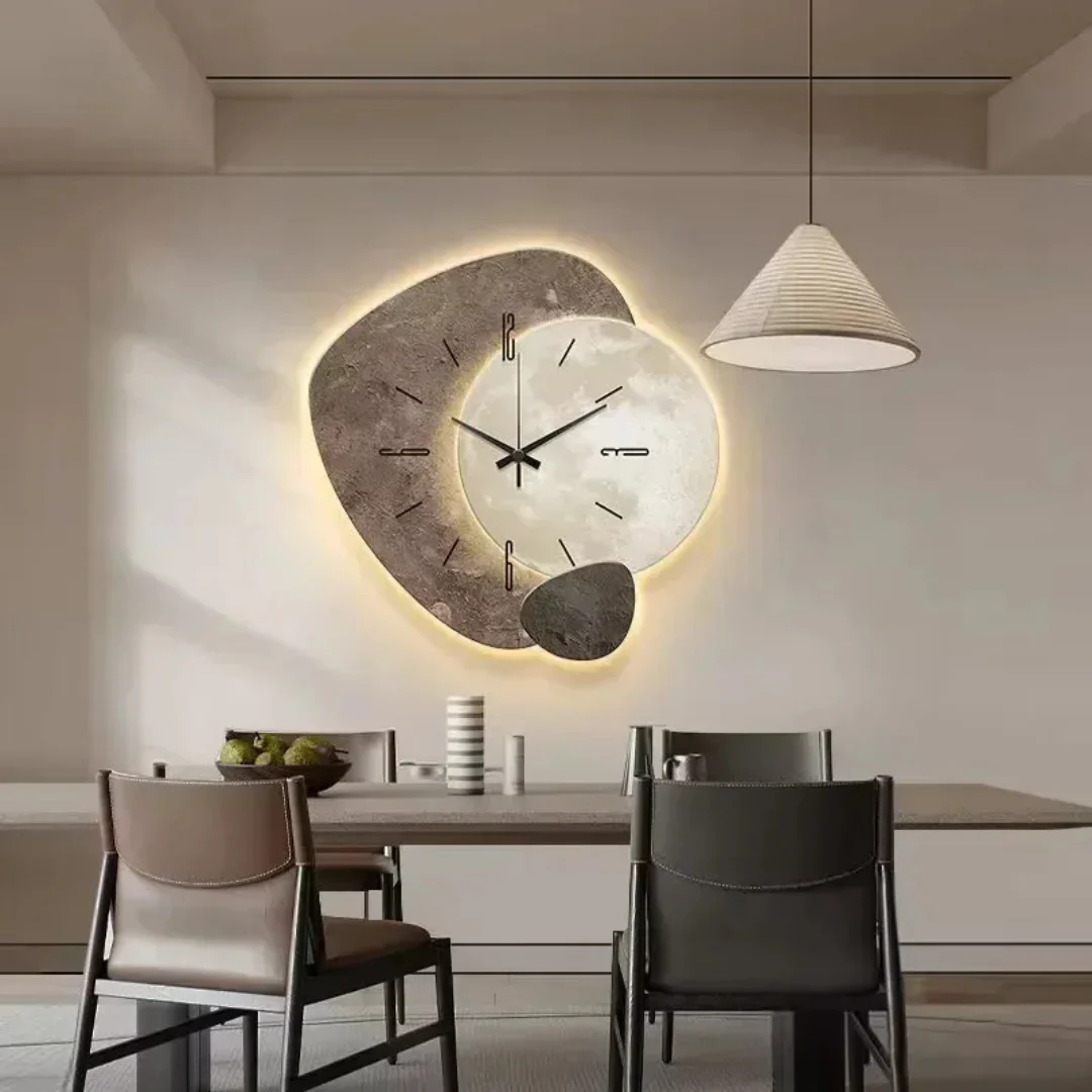 Modern Wood Accent Wall Clock with Soft LED Backlight - Image 4