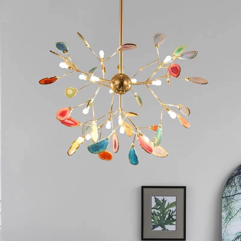 Multi Colour Glass Chandelier with Branch Style Design - Image 2