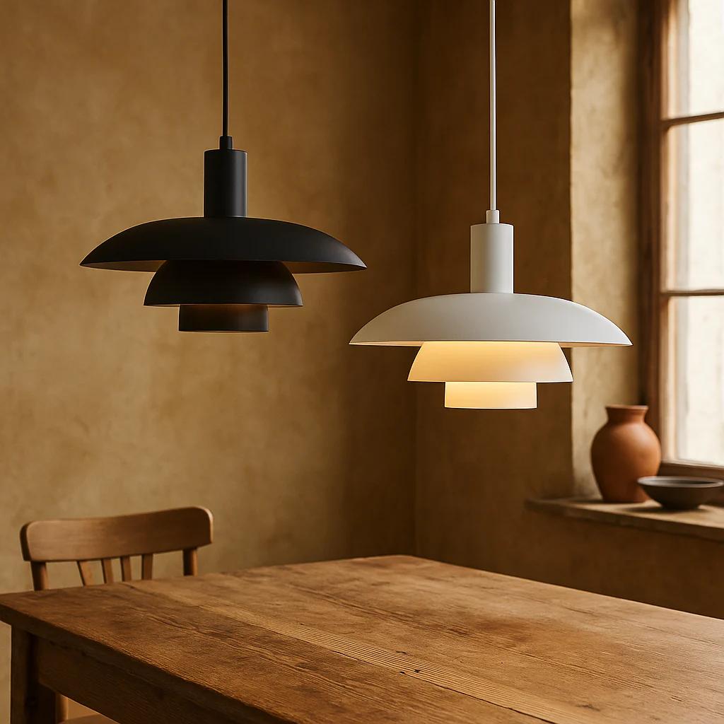 Multi tier ceiling pendant lamp with wide dome shade - Image 10