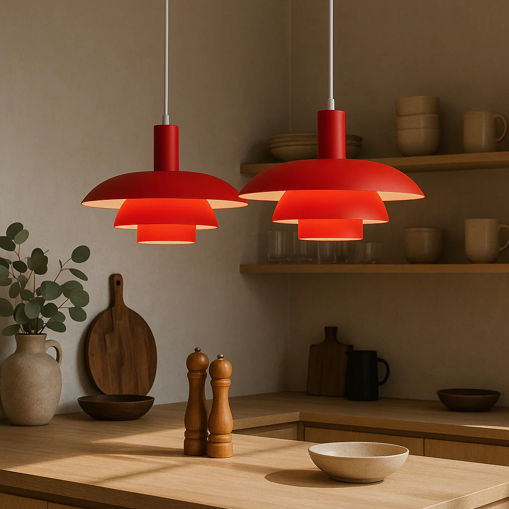 Multi tier ceiling pendant lamp with wide dome shade - Image 15