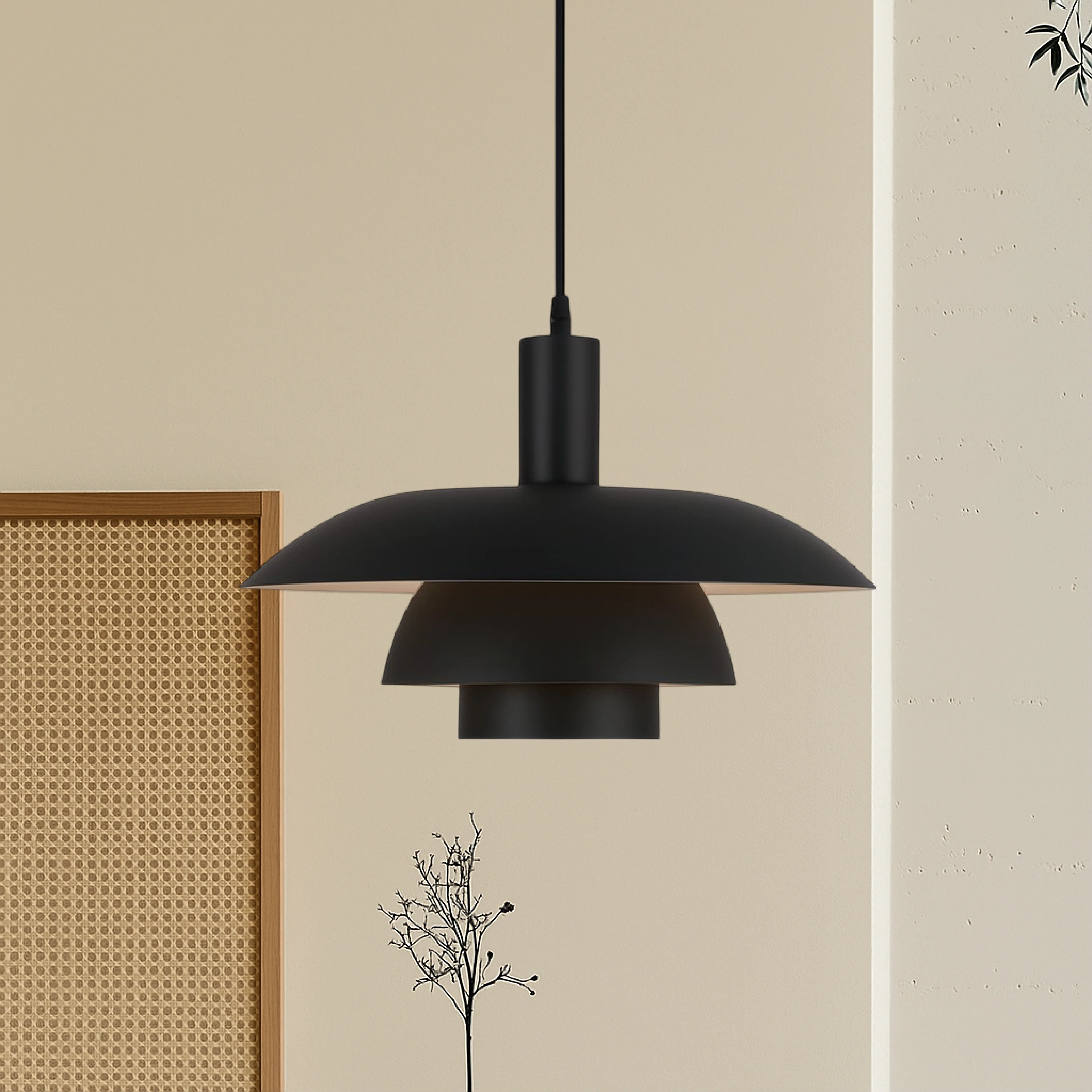 Multi tier ceiling pendant lamp with wide dome shade - Image 16