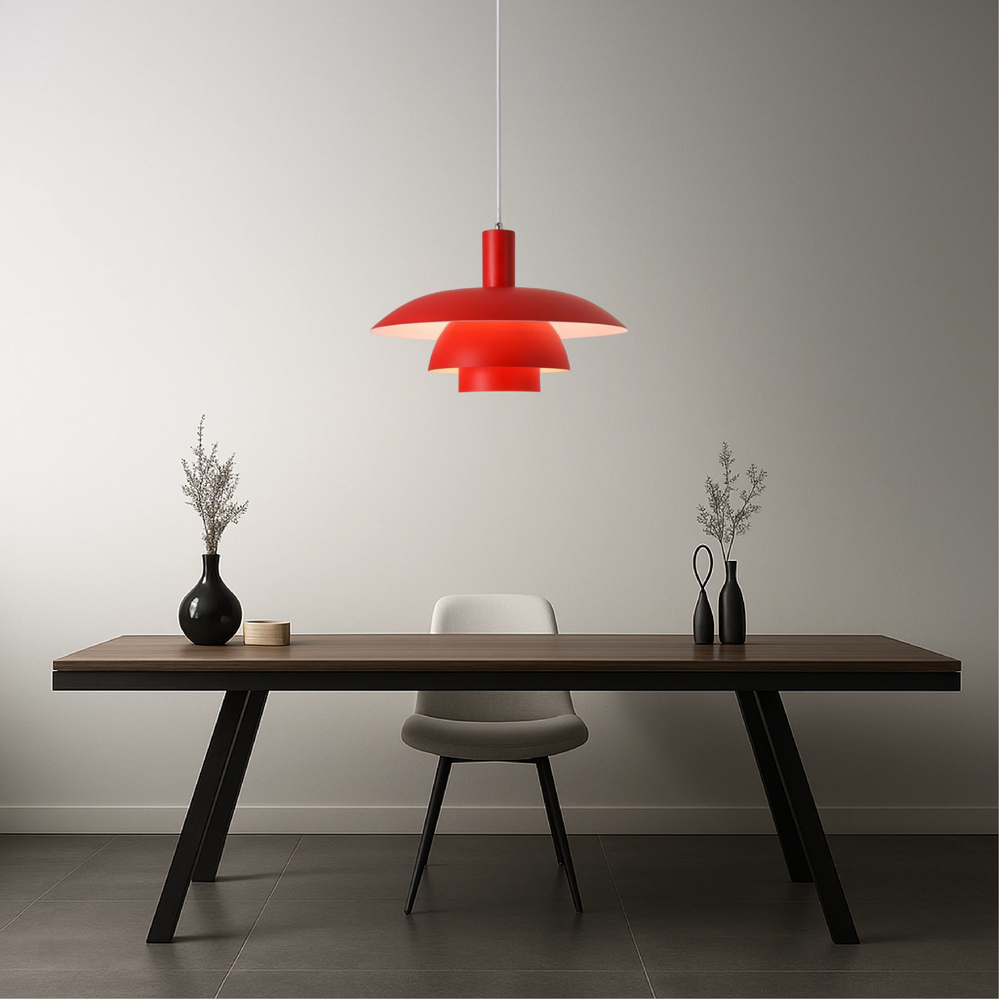 Multi tier ceiling pendant lamp with wide dome shade - Image 17