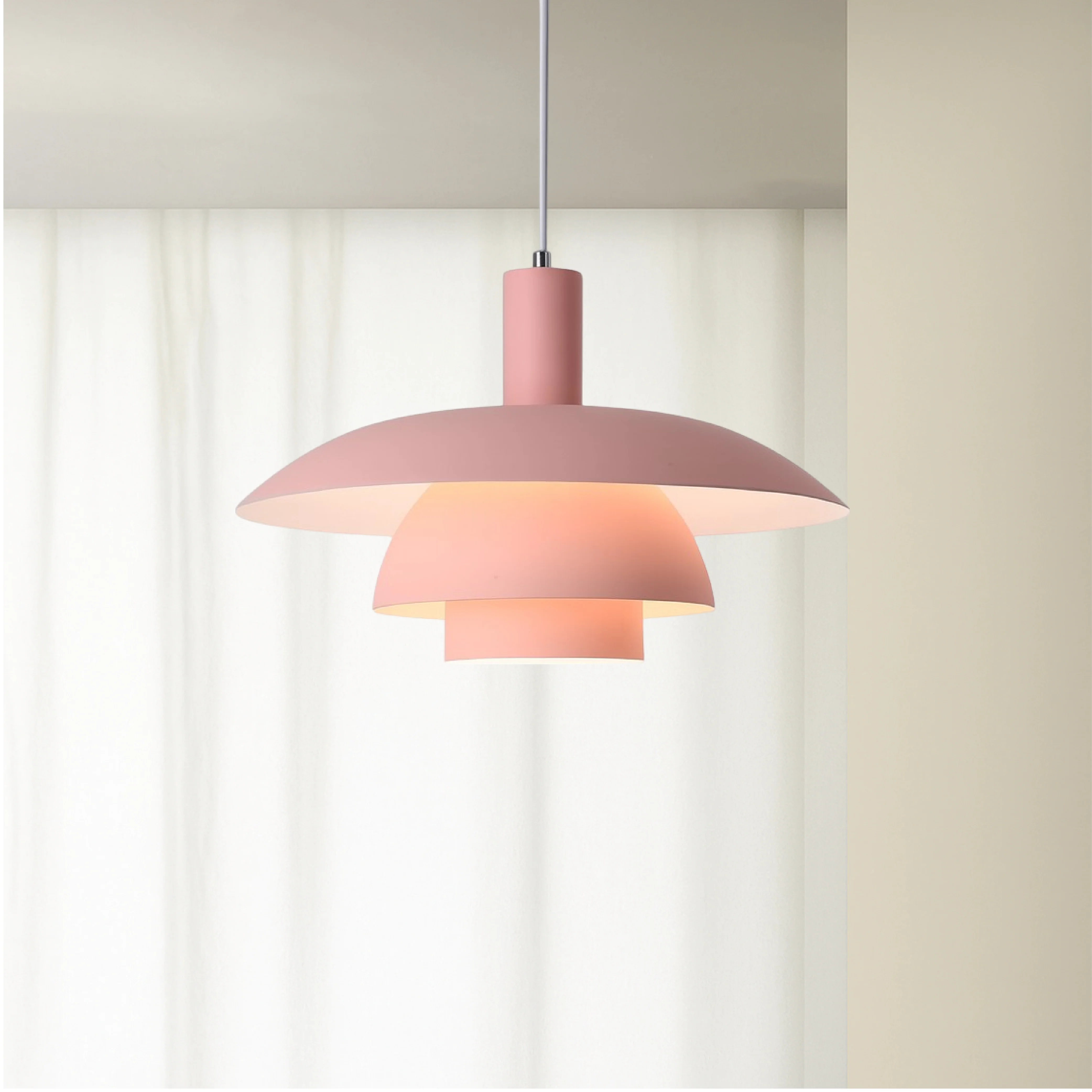 Multi tier ceiling pendant lamp with wide dome shade - Image 18