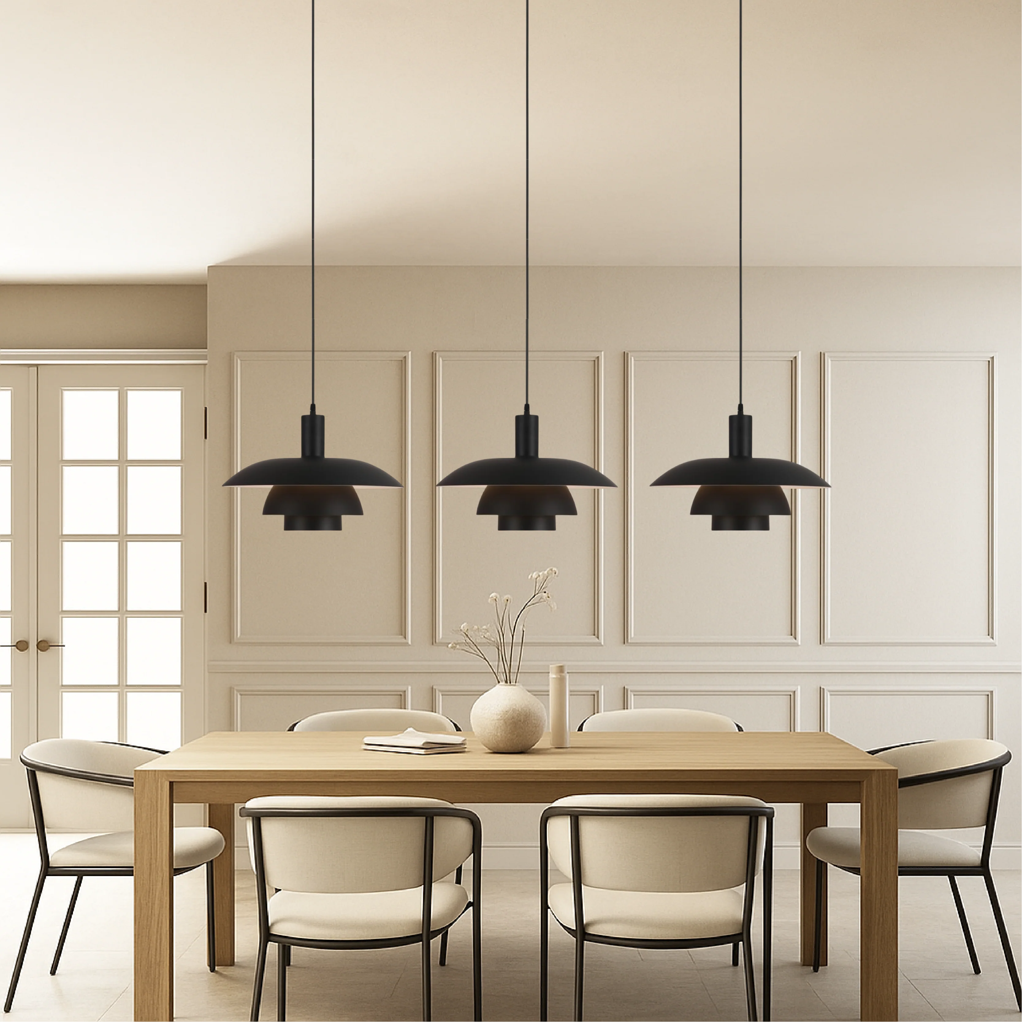Multi tier ceiling pendant lamp with wide dome shade - Image 4