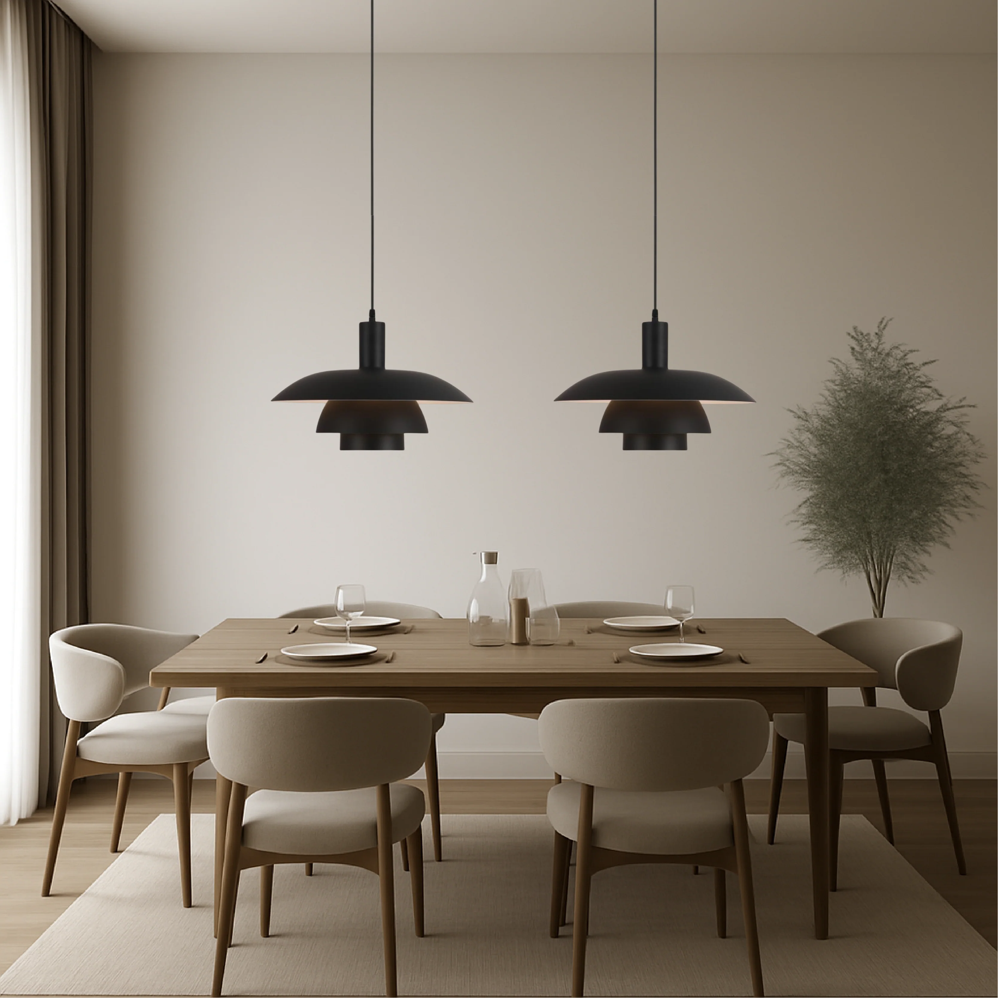 Multi tier ceiling pendant lamp with wide dome shade - Image 7