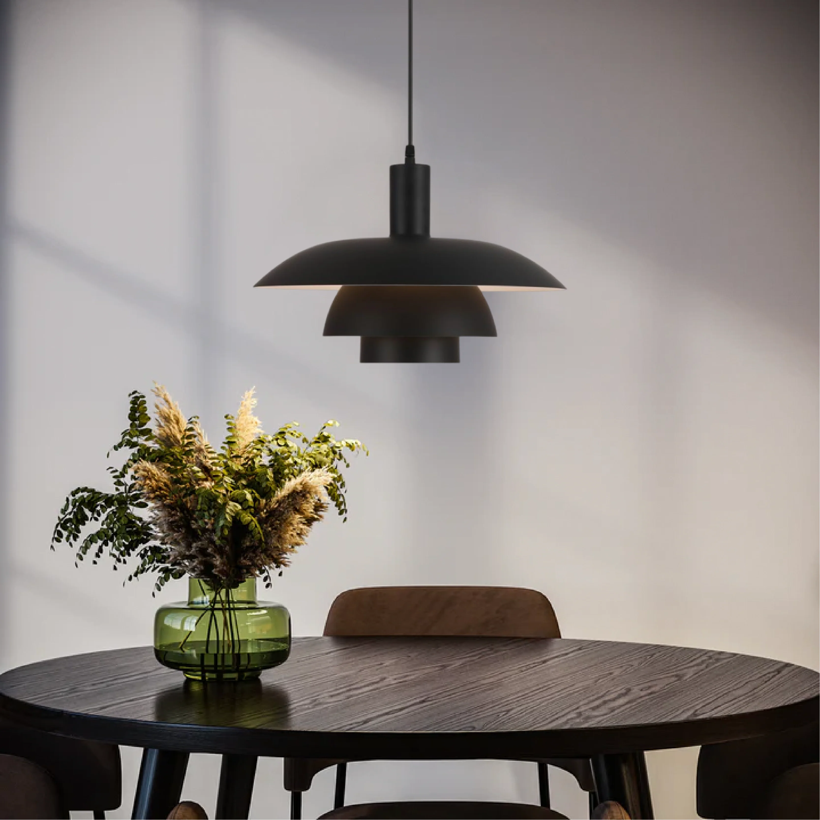 Multi tier ceiling pendant lamp with wide dome shade - Image 8