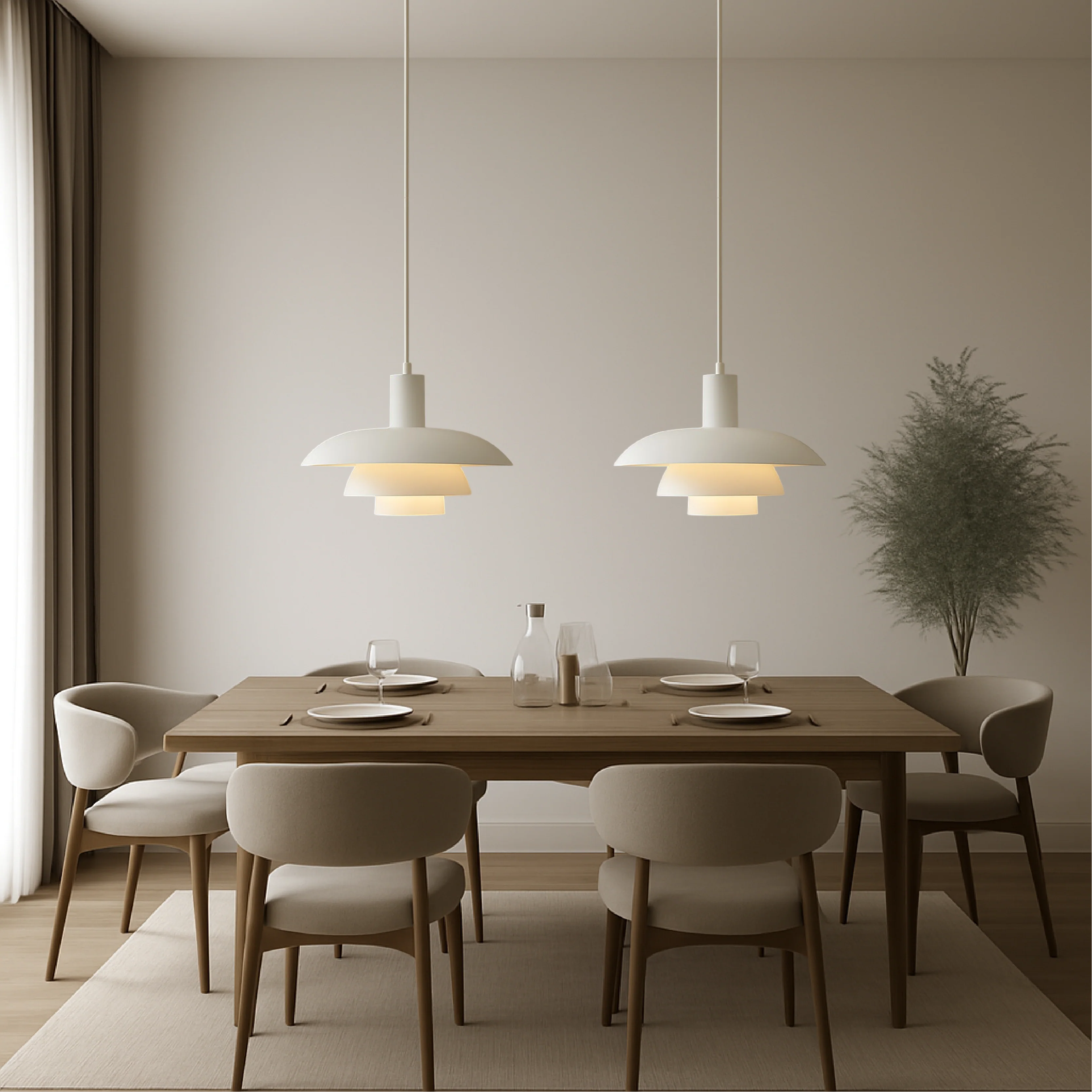 Multi tier ceiling pendant lamp with wide dome shade - Image 9