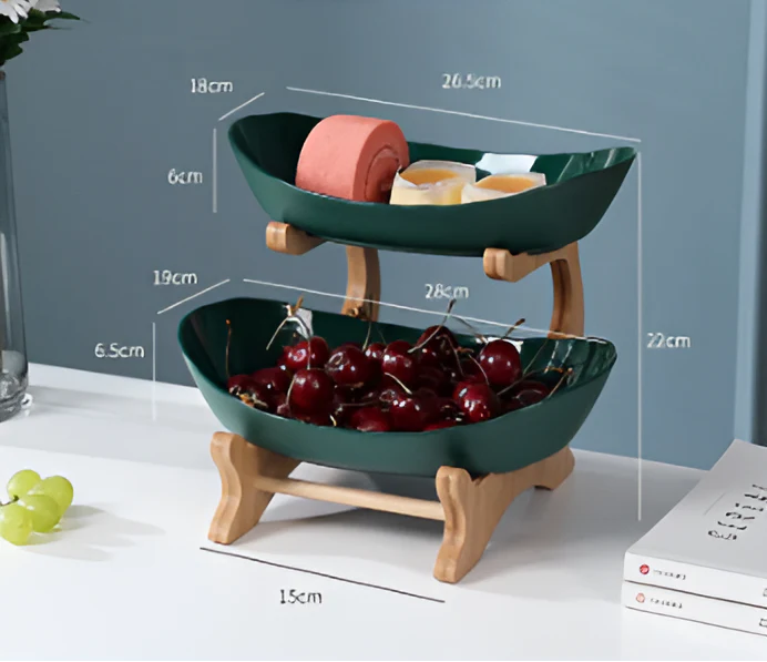 Multi Tier Fruit Bowl with Wooden Stand and Trays - Image 10