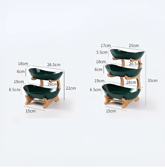 Multi Tier Fruit Bowl with Wooden Stand and Trays - Image 12