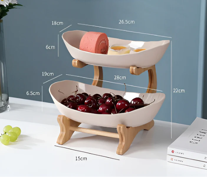Multi Tier Fruit Bowl with Wooden Stand and Trays - Image 13