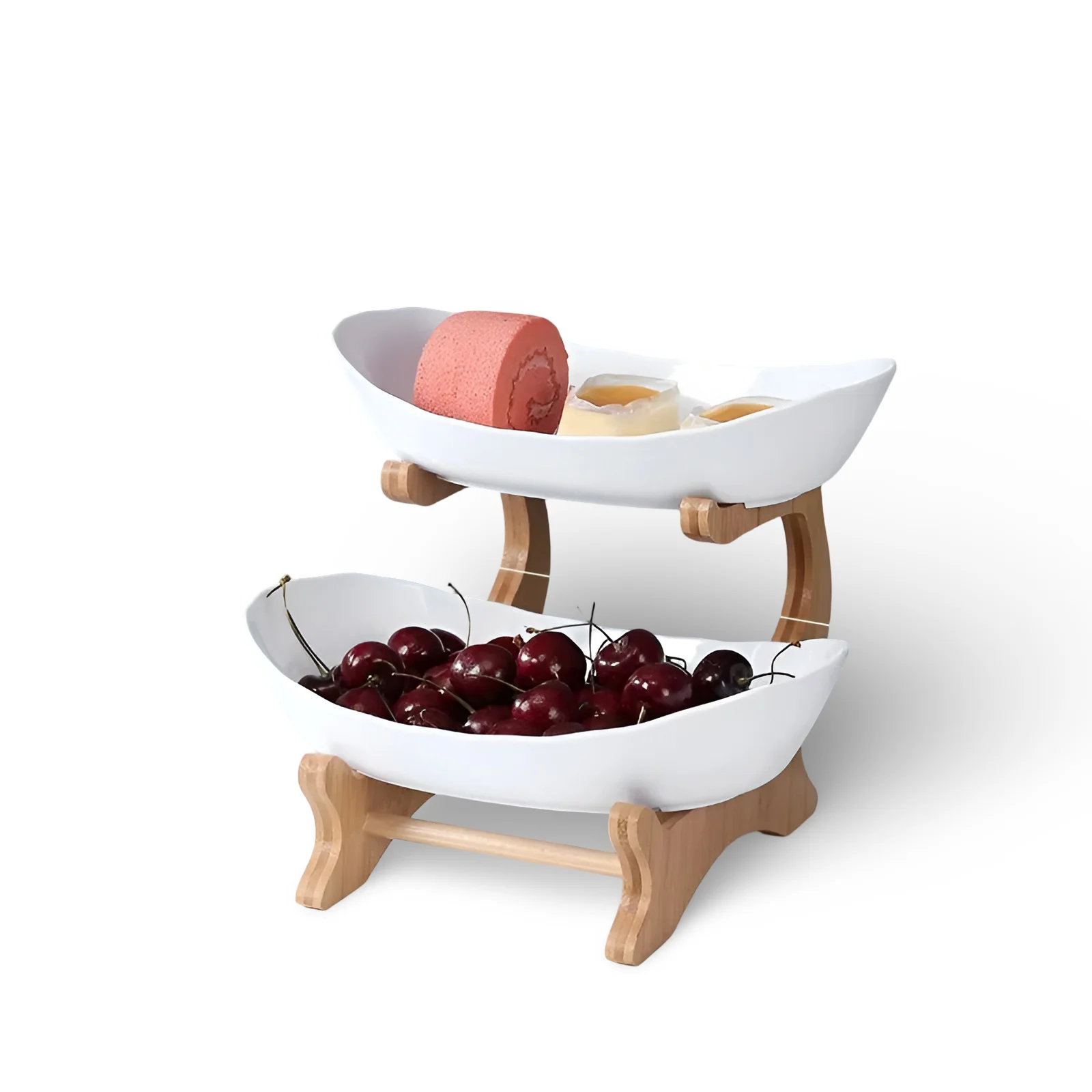 Multi Tier Fruit Bowl with Wooden Stand and Trays - Image 14