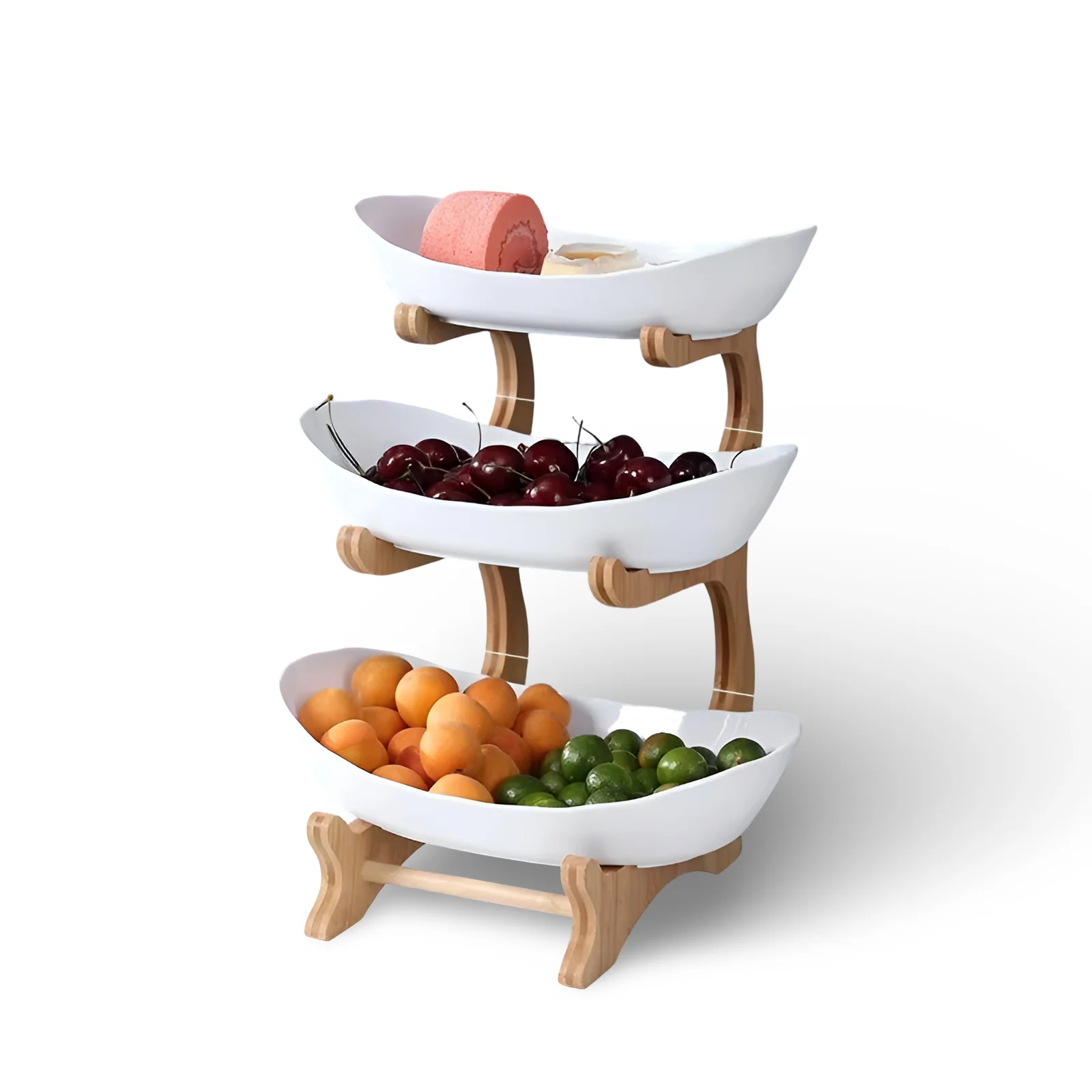 Multi Tier Fruit Bowl with Wooden Stand and Trays - Image 15