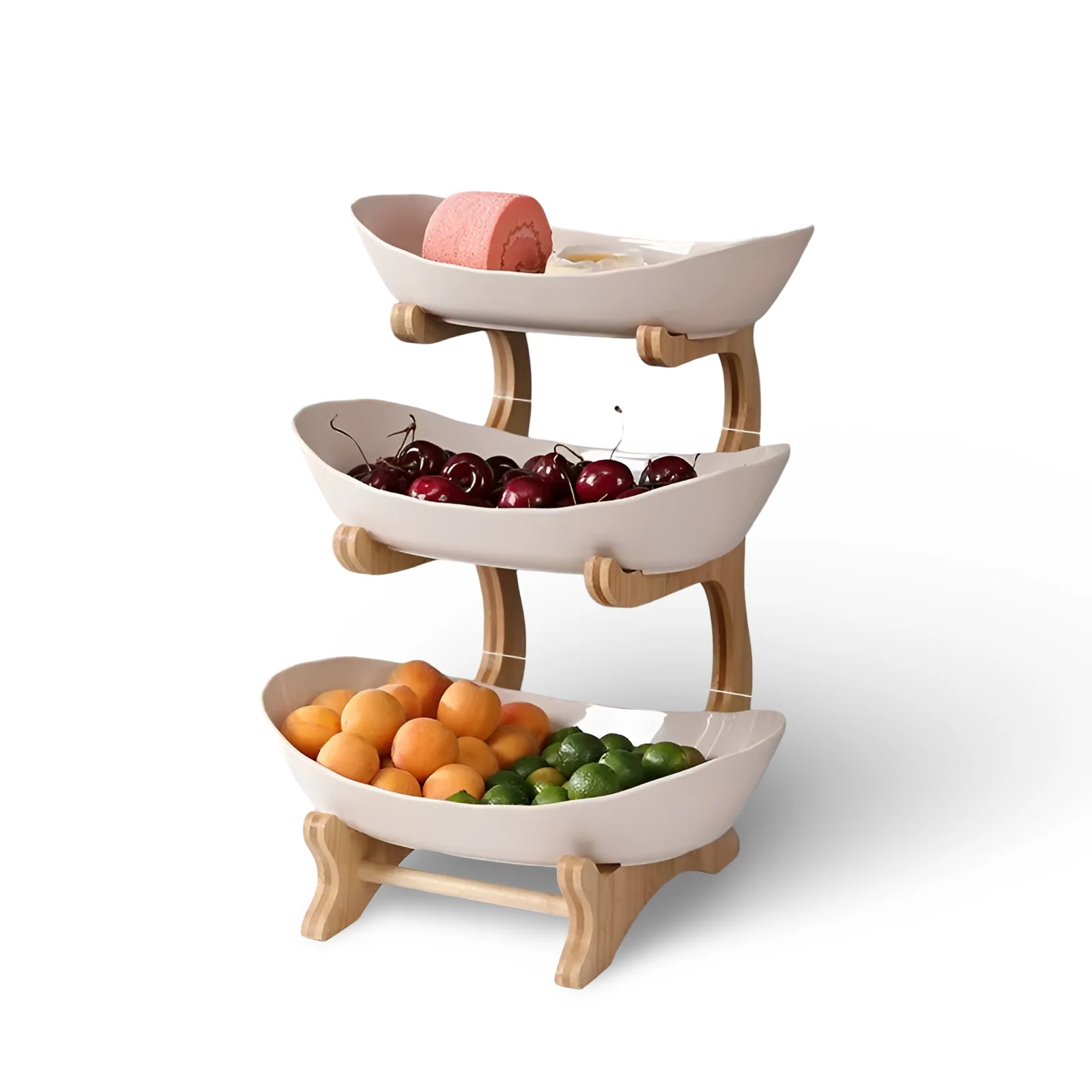 Multi Tier Fruit Bowl with Wooden Stand and Trays - Image 17