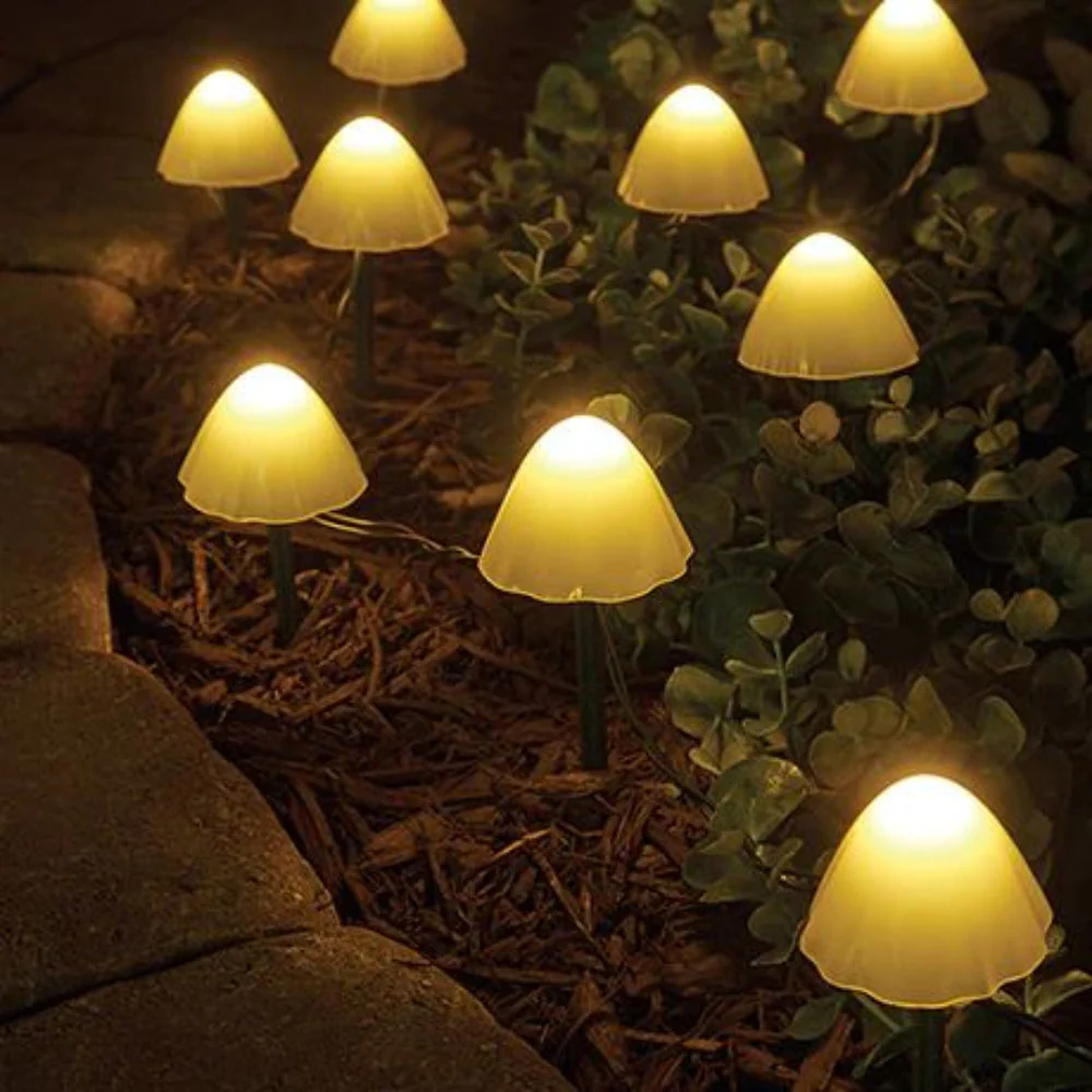 Mushroom Shaped Solar LED Path Lights for Outdoor Use - Image 2